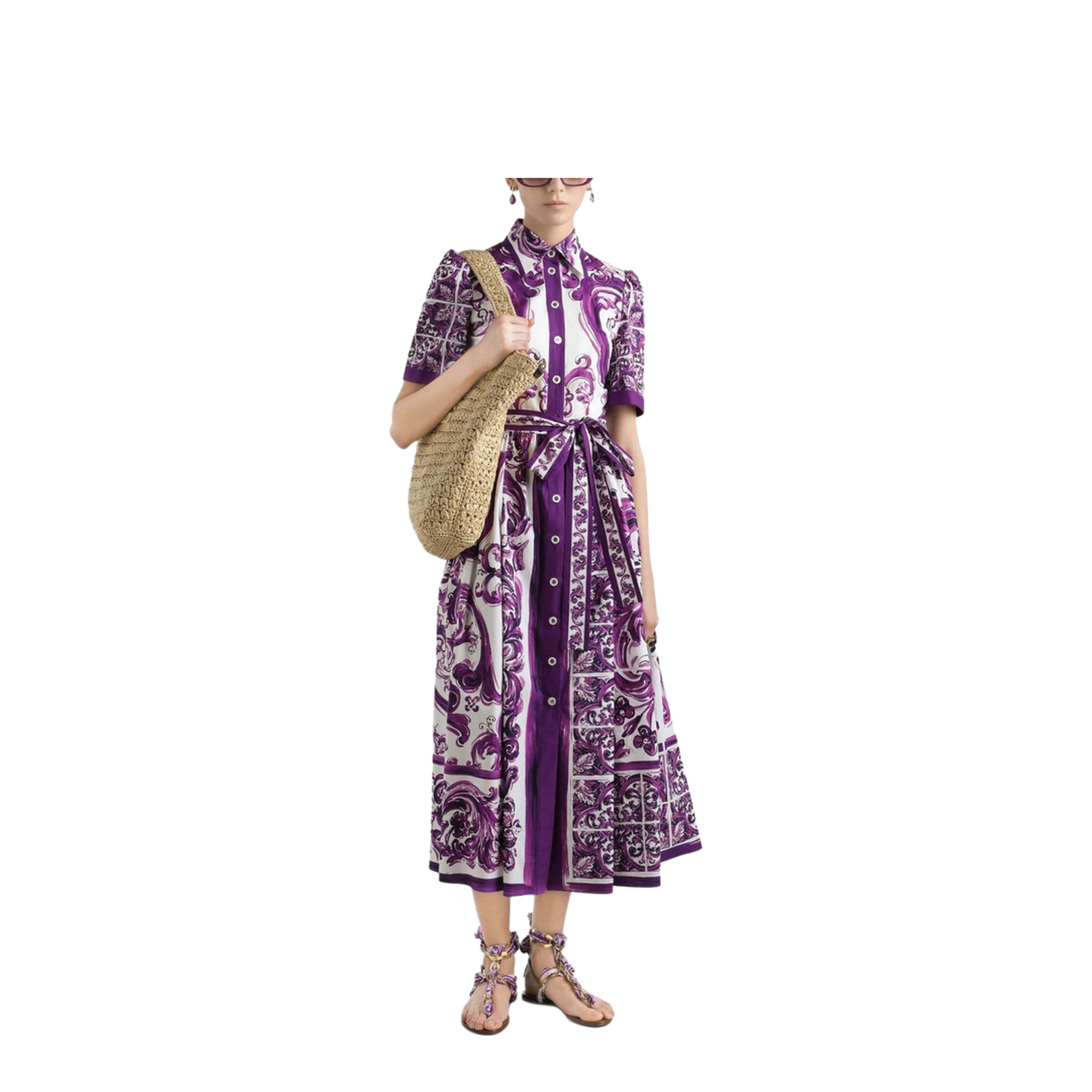 Majolica-print poplin shirt dress - Image 2