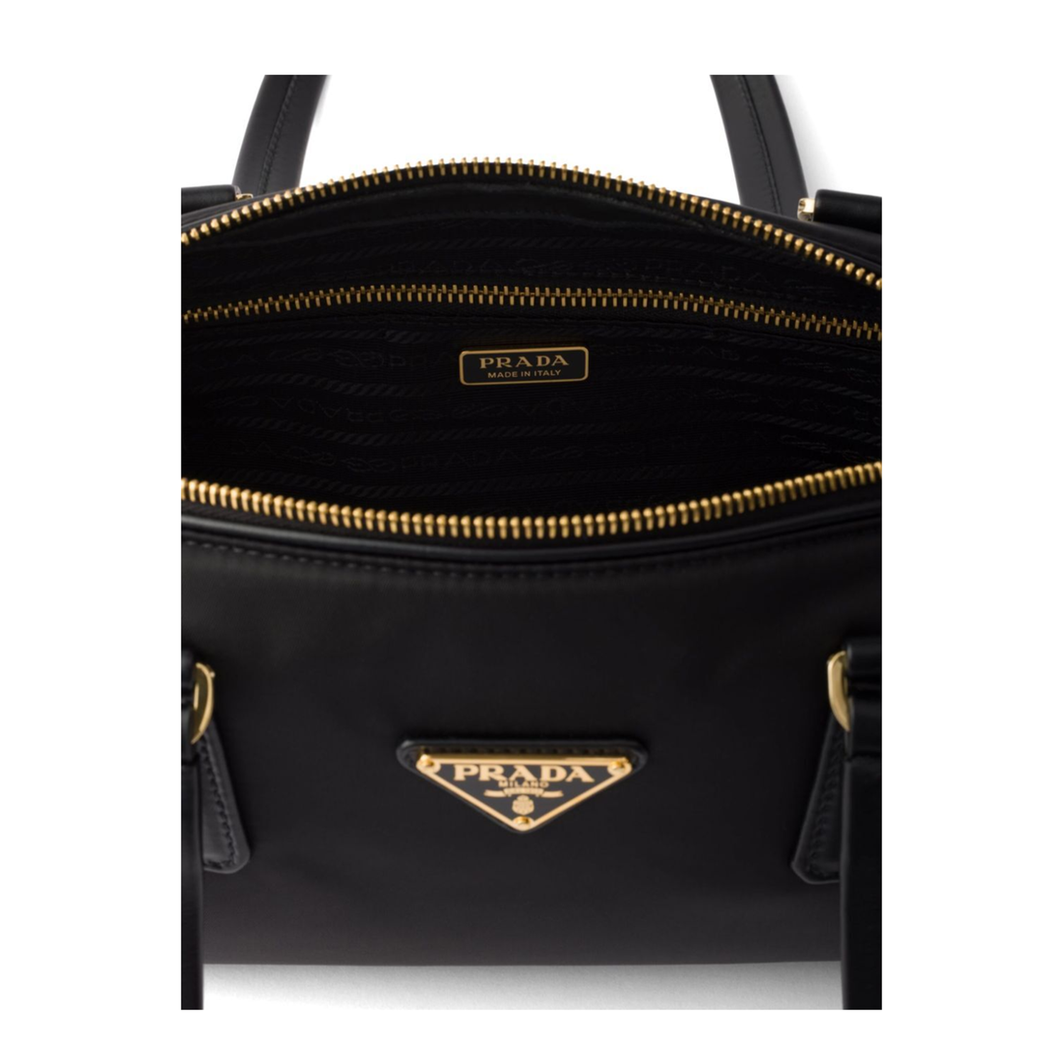 Medium Re-Nylon and Leather Tote - Black - Image 4