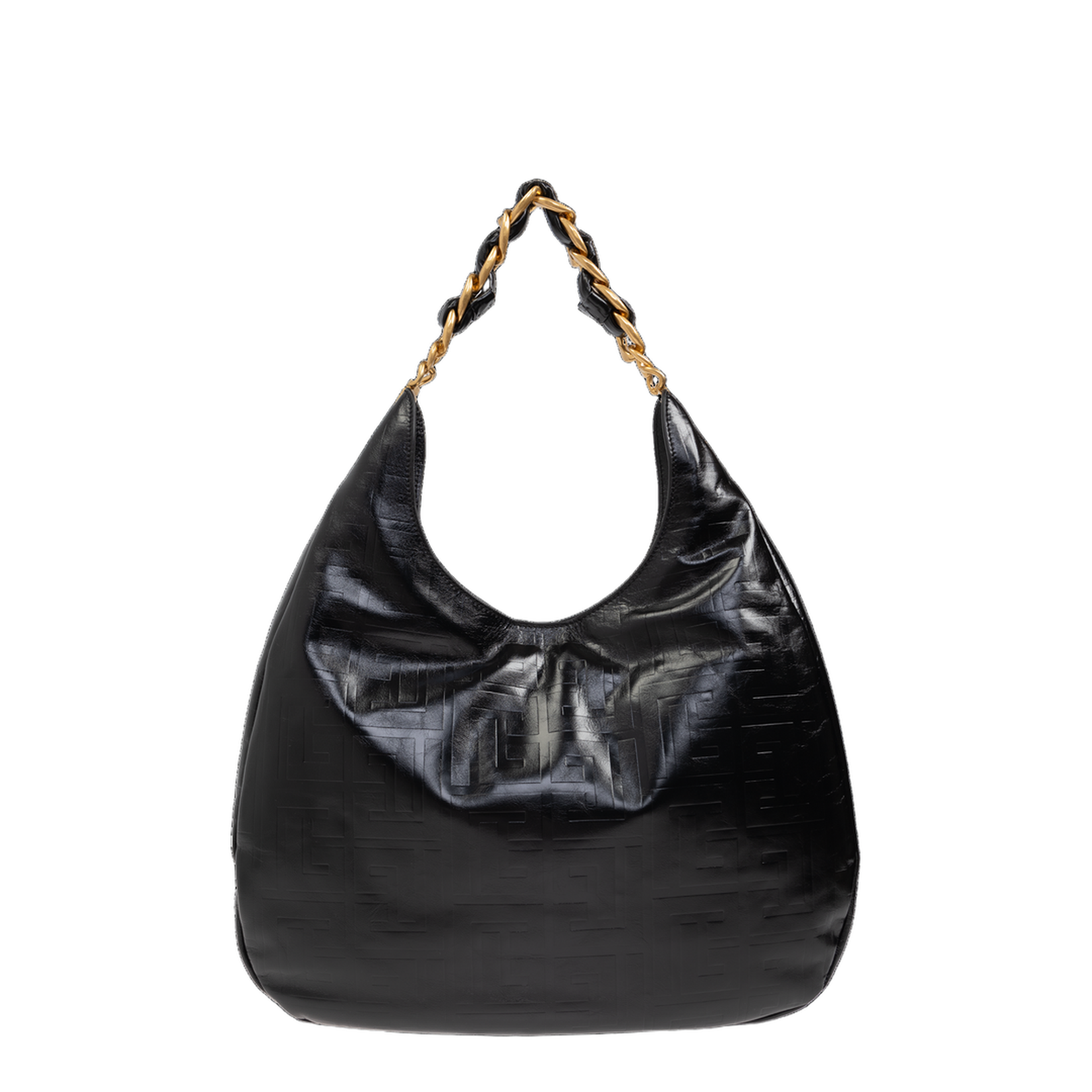 Large Black Calf Leather Bag with Gold Logo - Image 2