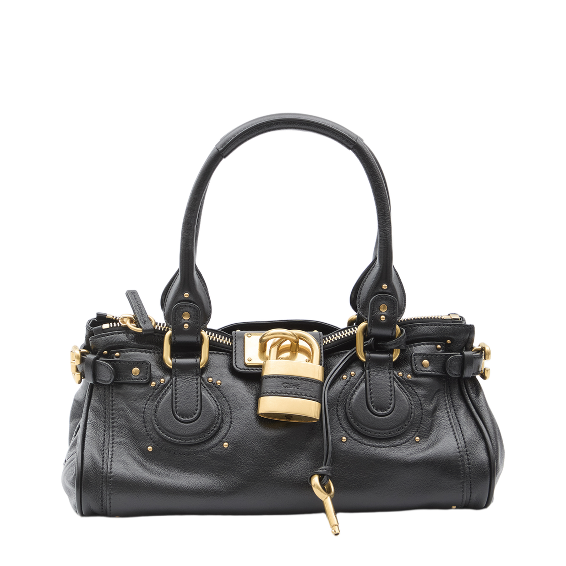Paddington Grained Leather Handbag - Black - Image 1