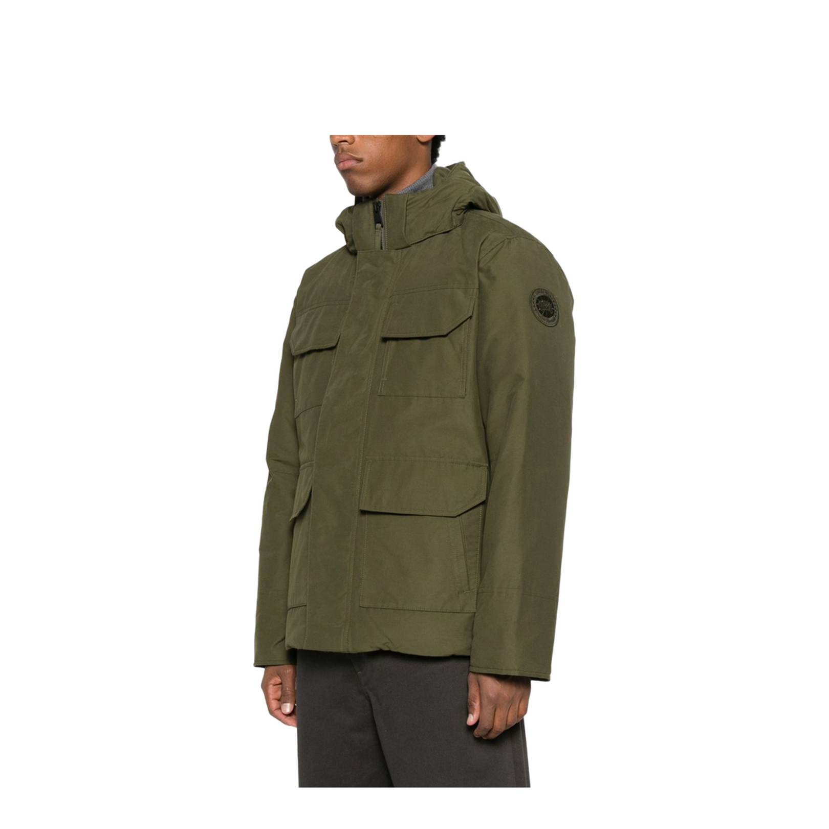 Army Green Cotton Blend Maitland Down Jacket - Image 2