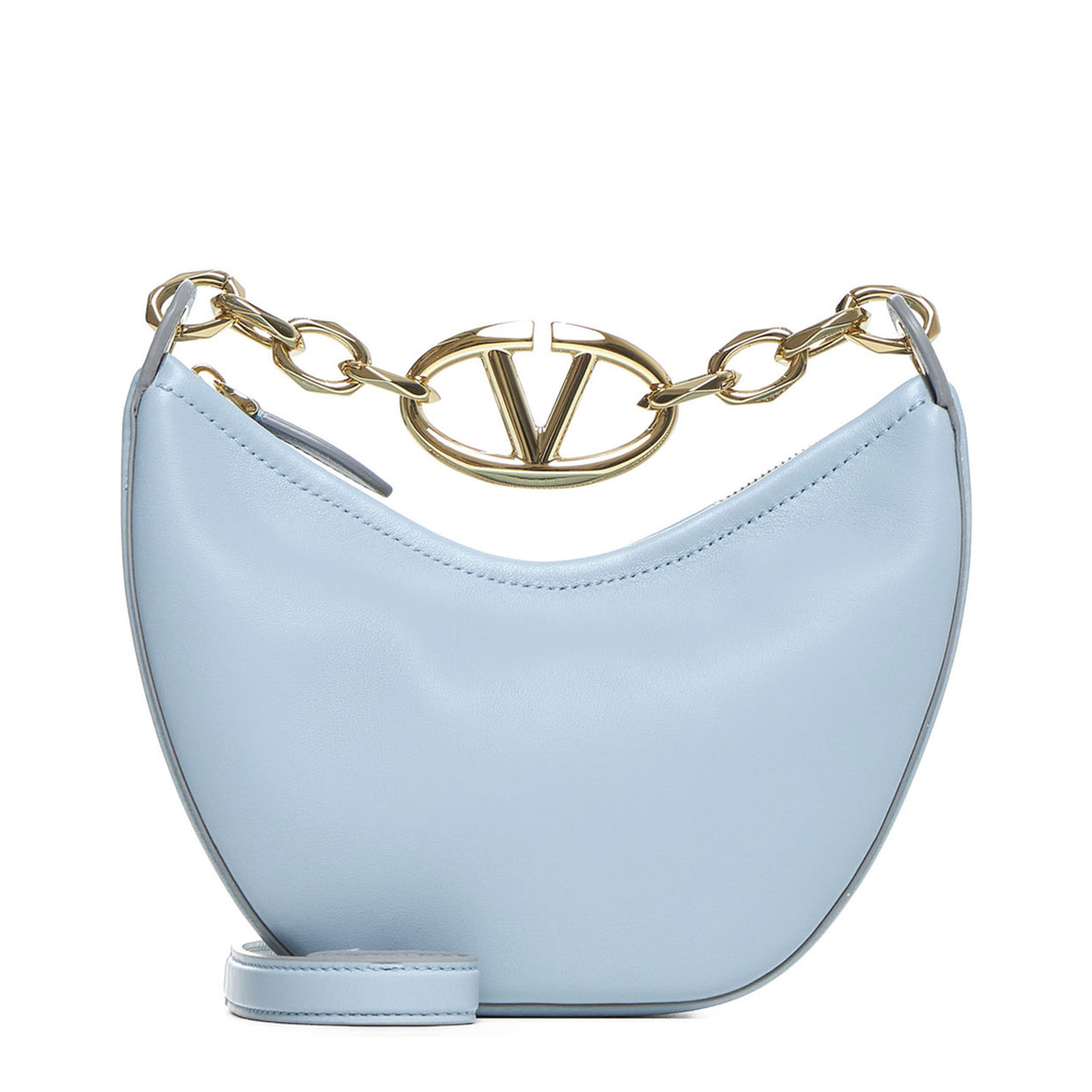 Light Blue Leather Mini Hobo Handbag - Image 1