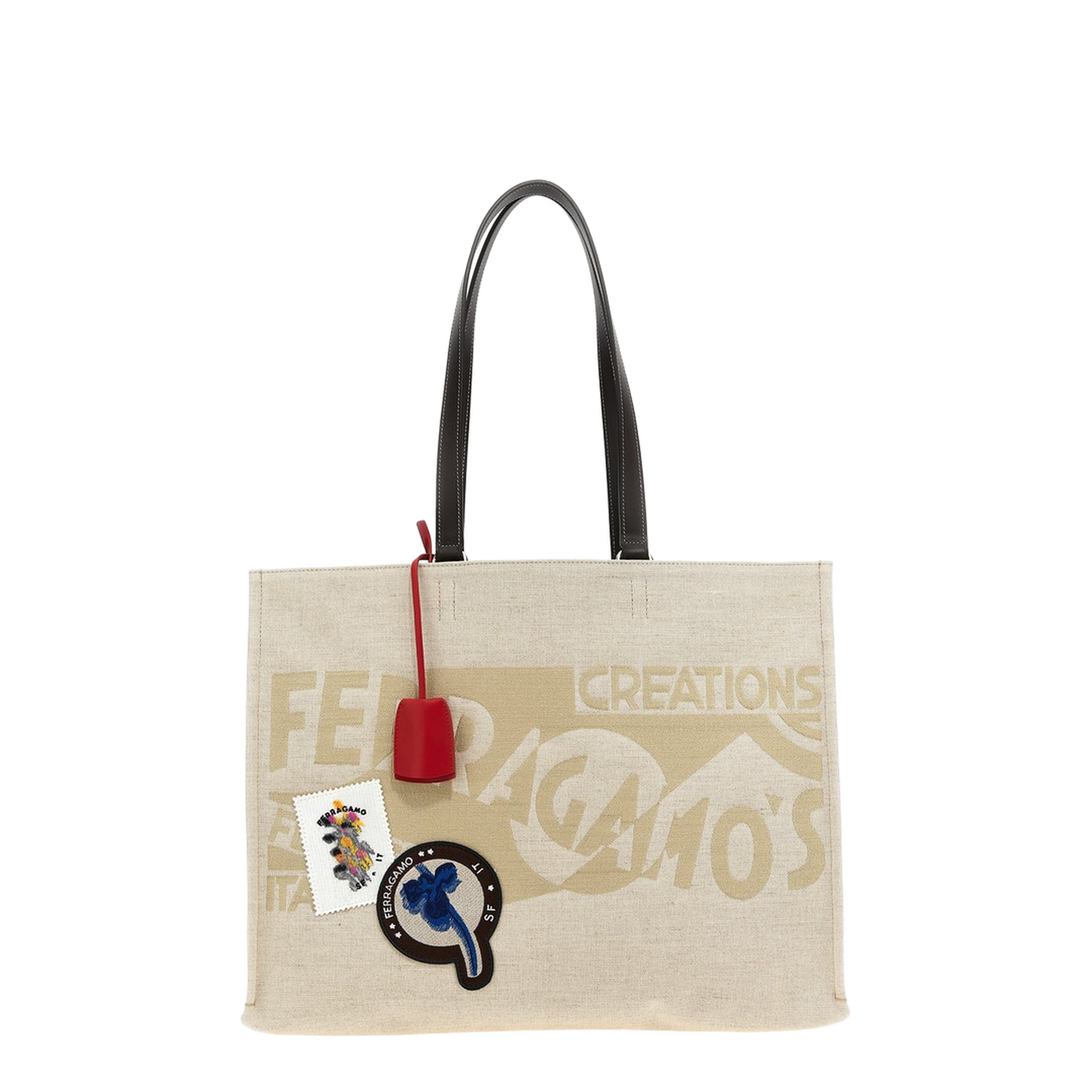 Large Logo-Jacquard Fabric Tote - Beige - Image 1