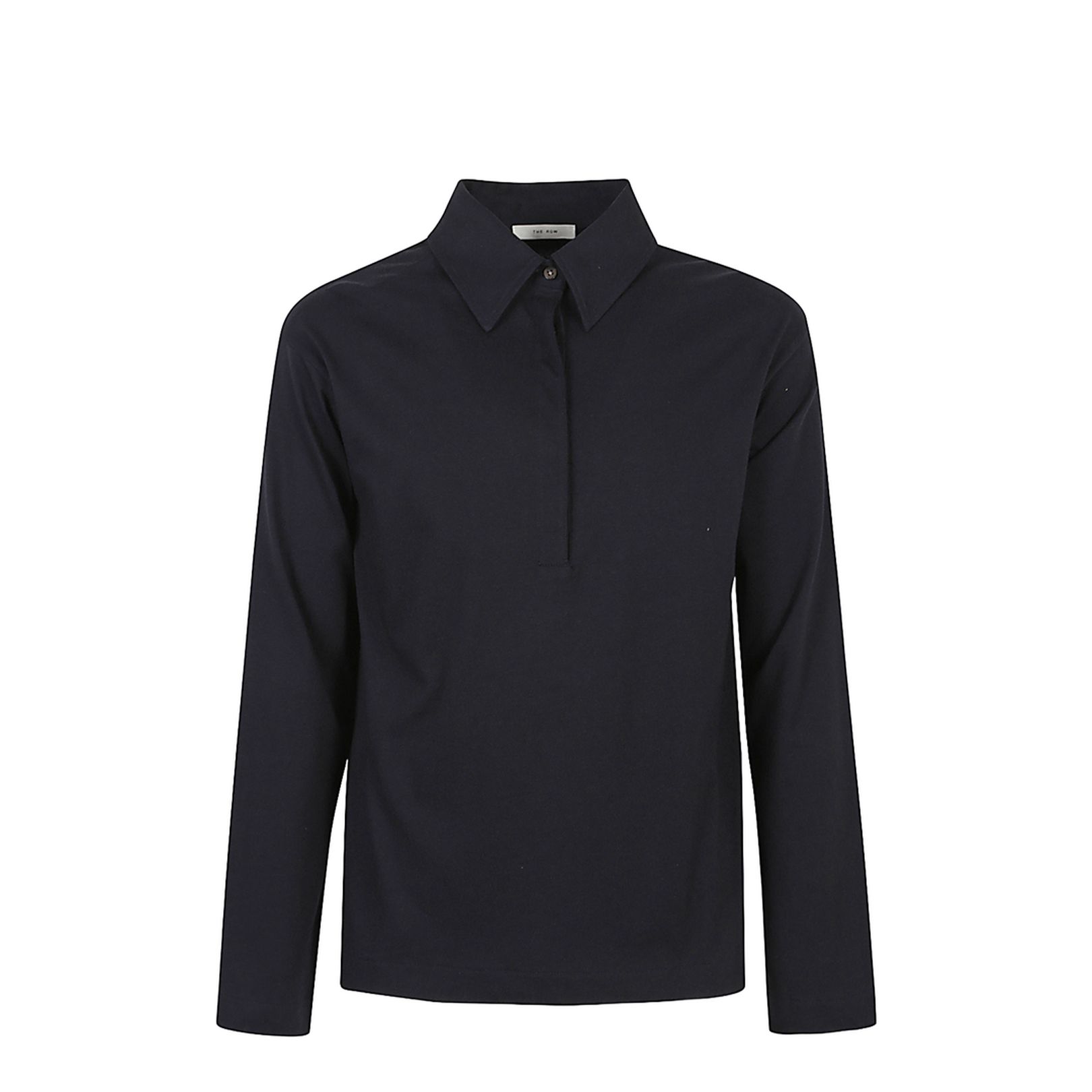 Long-Sleeved Polo Shirt V-Neck with Buttons and Turndown Collar - Image 1