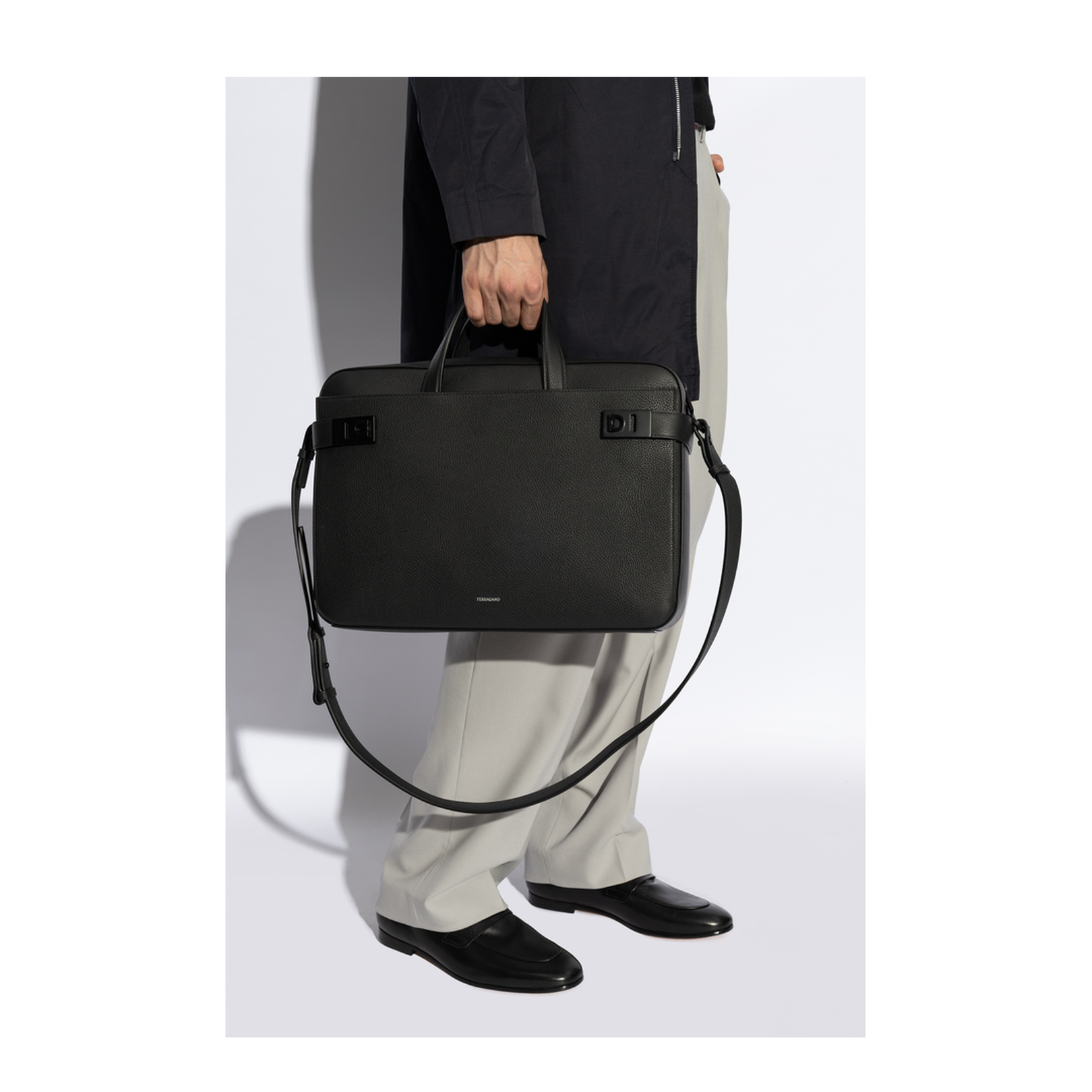 Twins Business Bag With Gancini Hug Buckles - Nero - Image 2