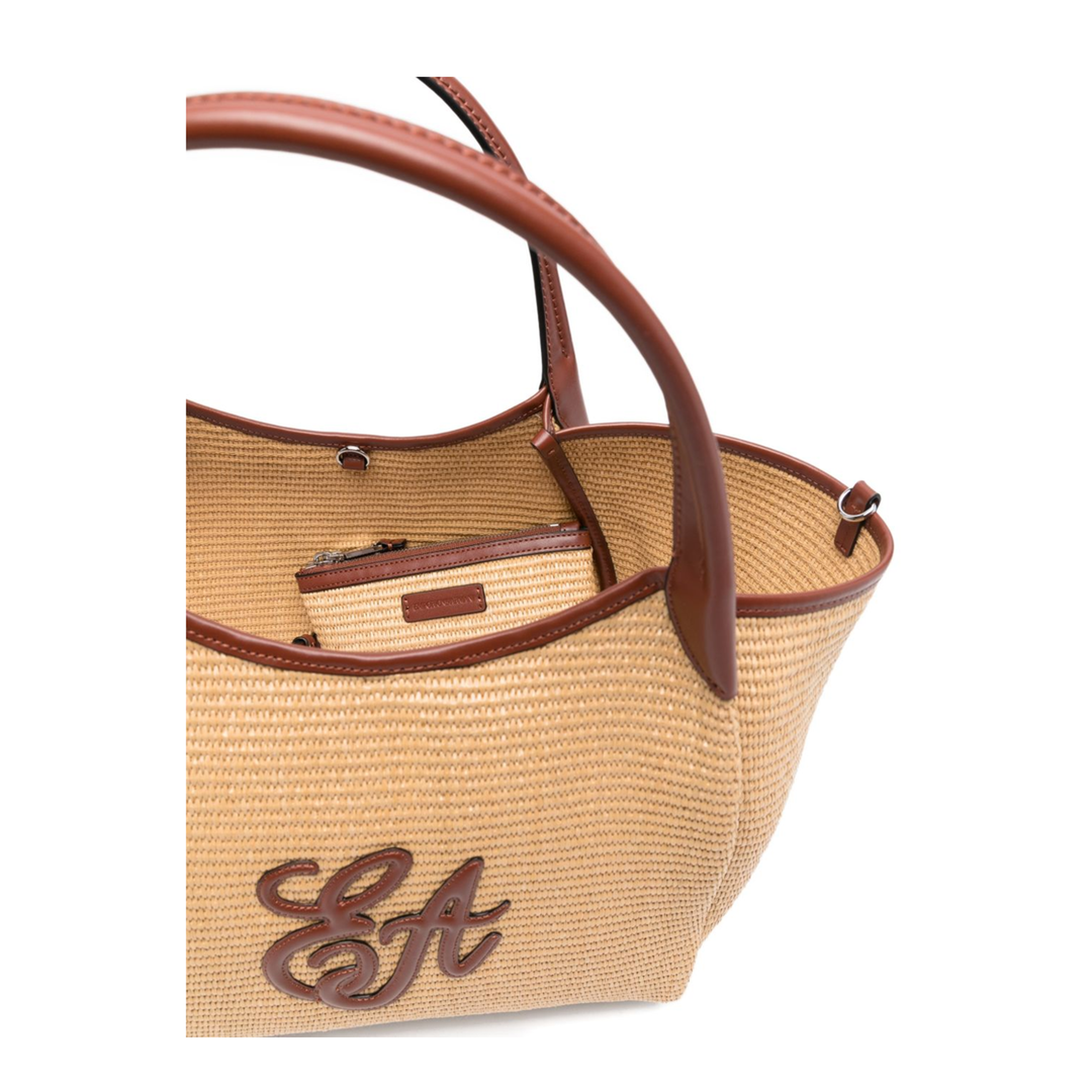 Durini 24 Woven Raffia Shopper Tote - Naturale/Siena - Image 3