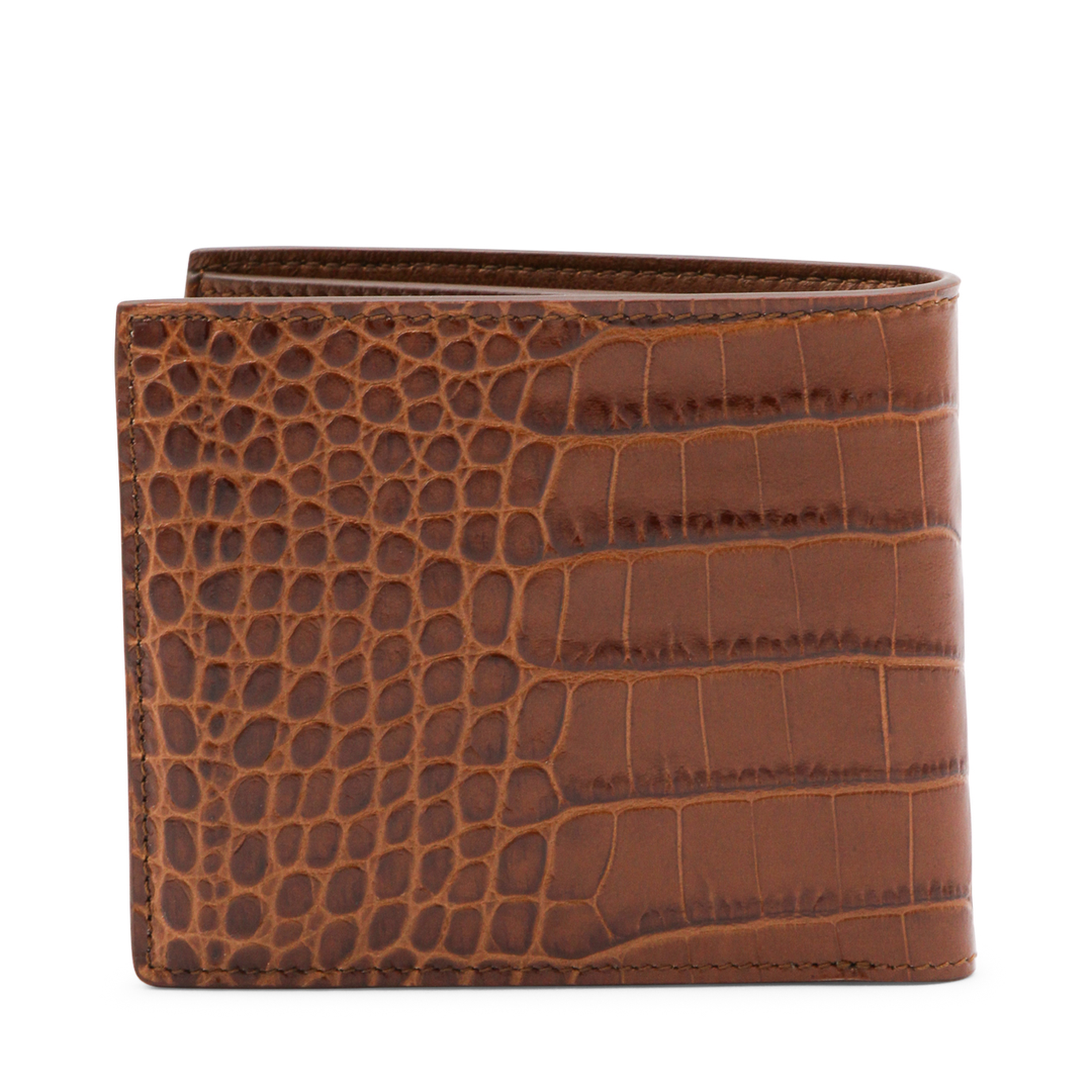 Crocodile Print Leather Wallet Brown - Image 5