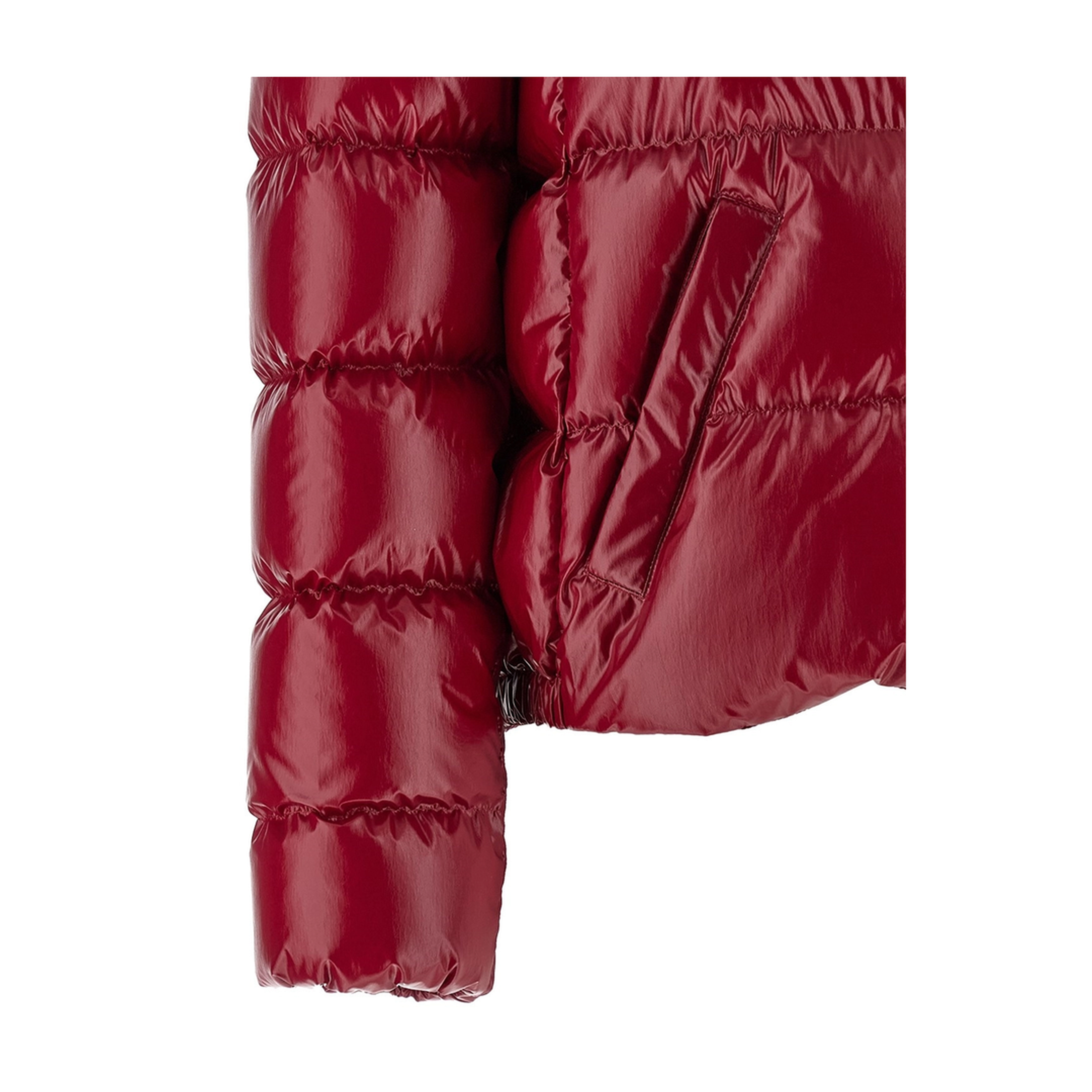 Cherry Pink Andro Hooded Short Down Jacket - Image 2