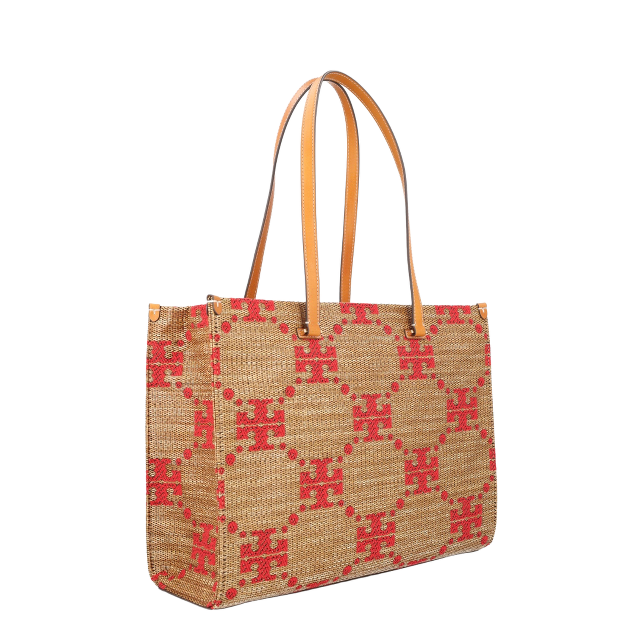 T Monogram Jacquard Raffia Tote - Natural - Image 3
