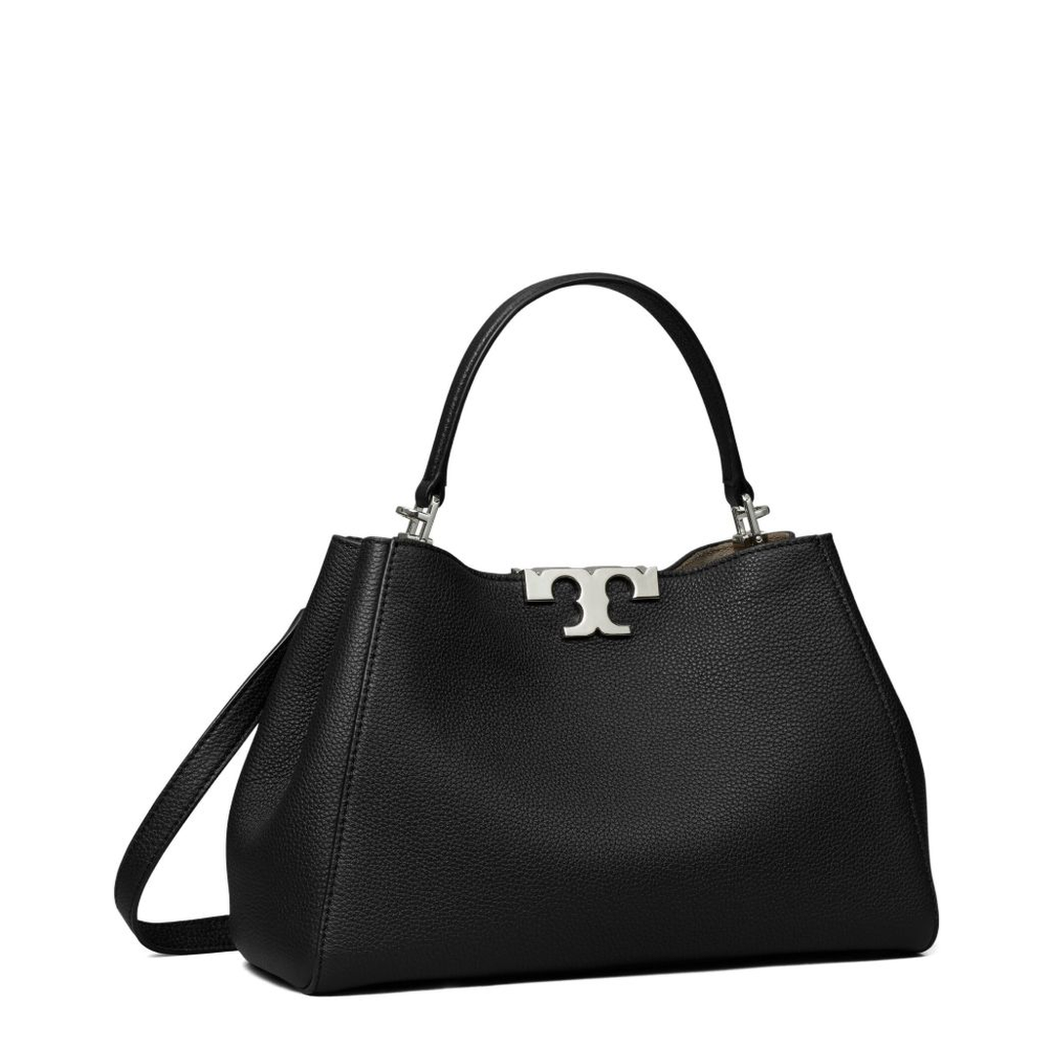 Eleanor Medium Pebbled Leather Satchel - Black - Image 3