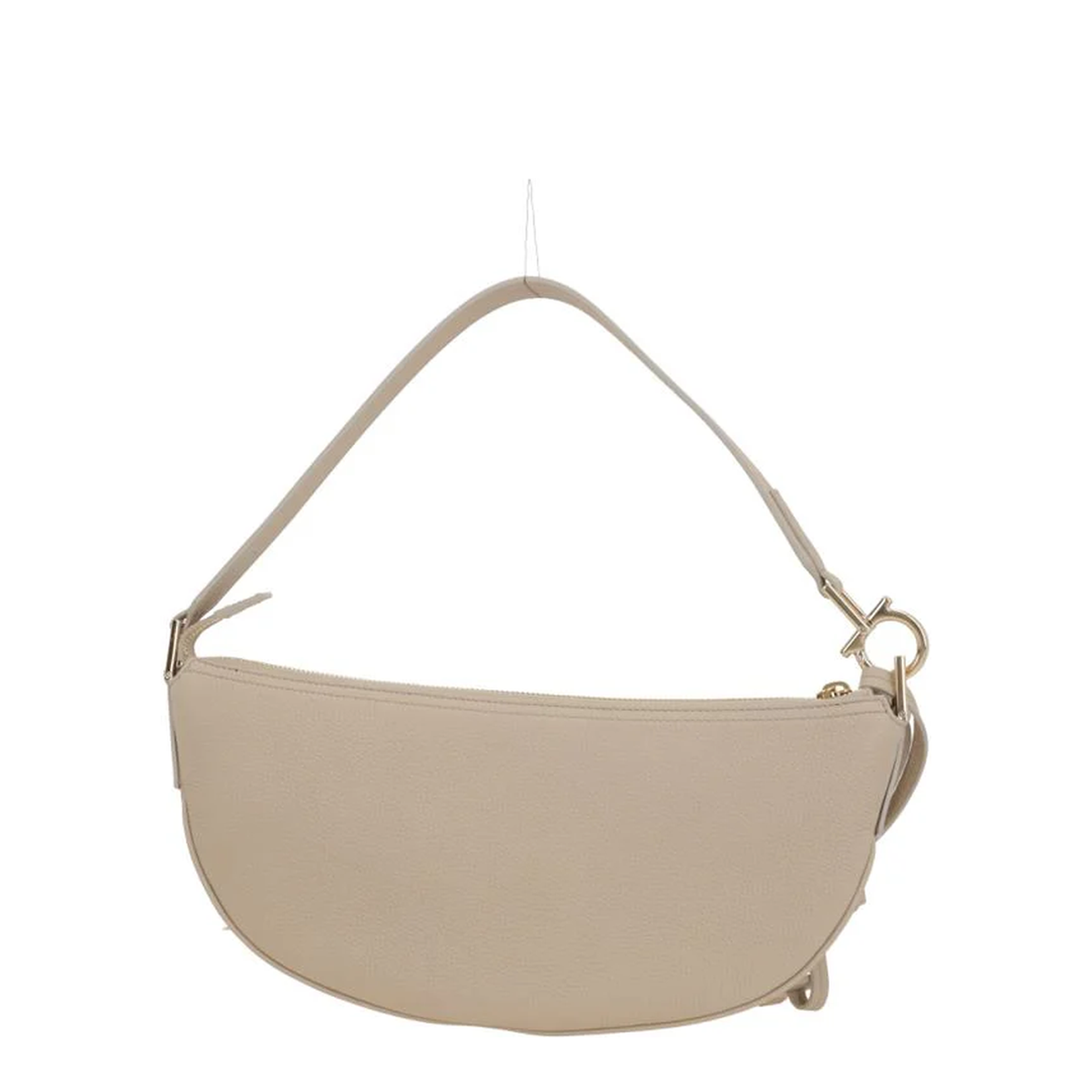 Hobo Bag in Beige Grained Leather - Image 1