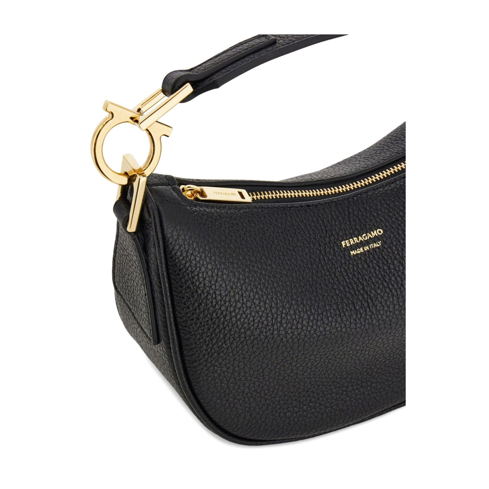 Black Top Zip Fastening Shoulder Bag - Image 4