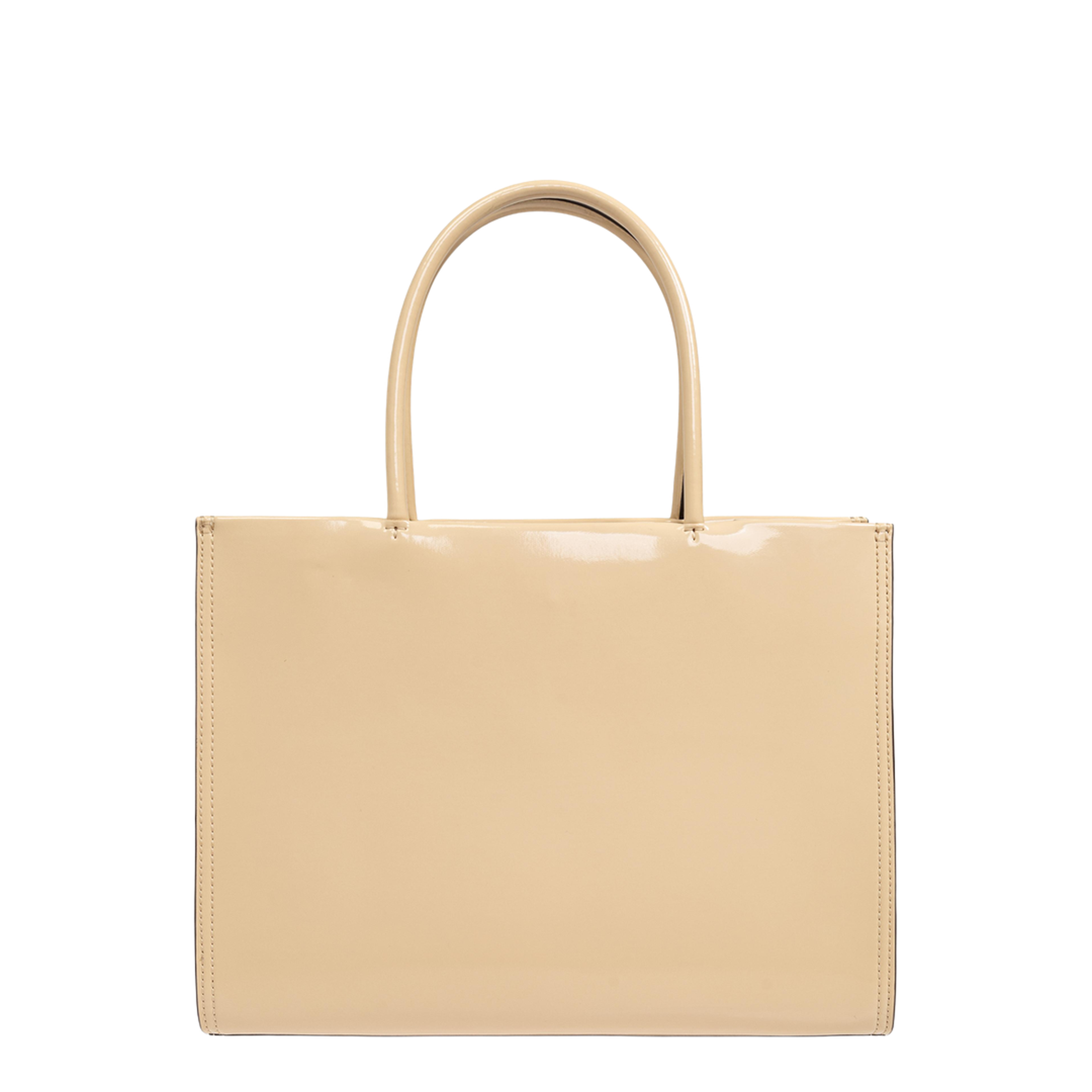 Small Polyurethane Tote - Beige - Image 1