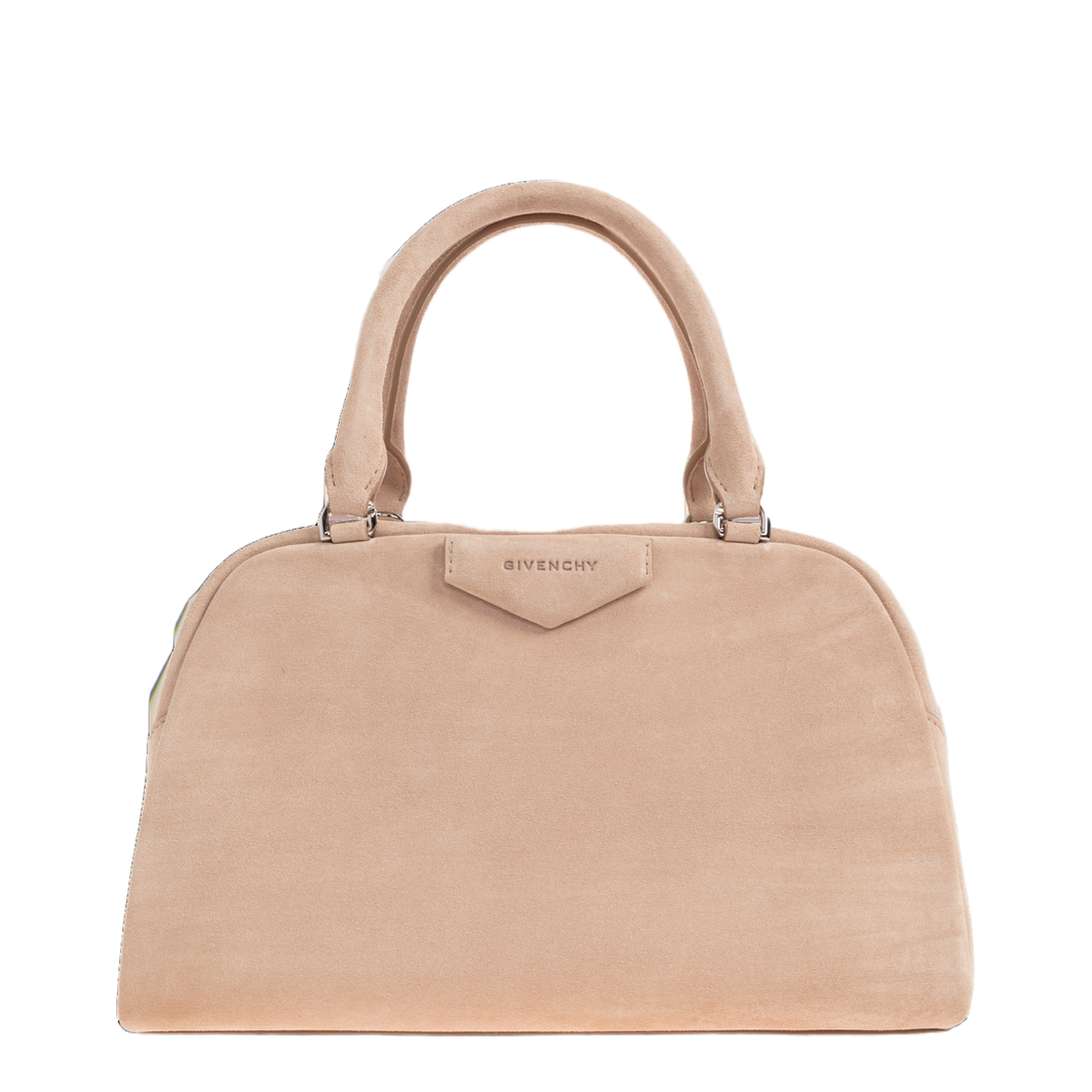 Antigona East-West Suede Bowling Bag - Beige Pink - Image 1