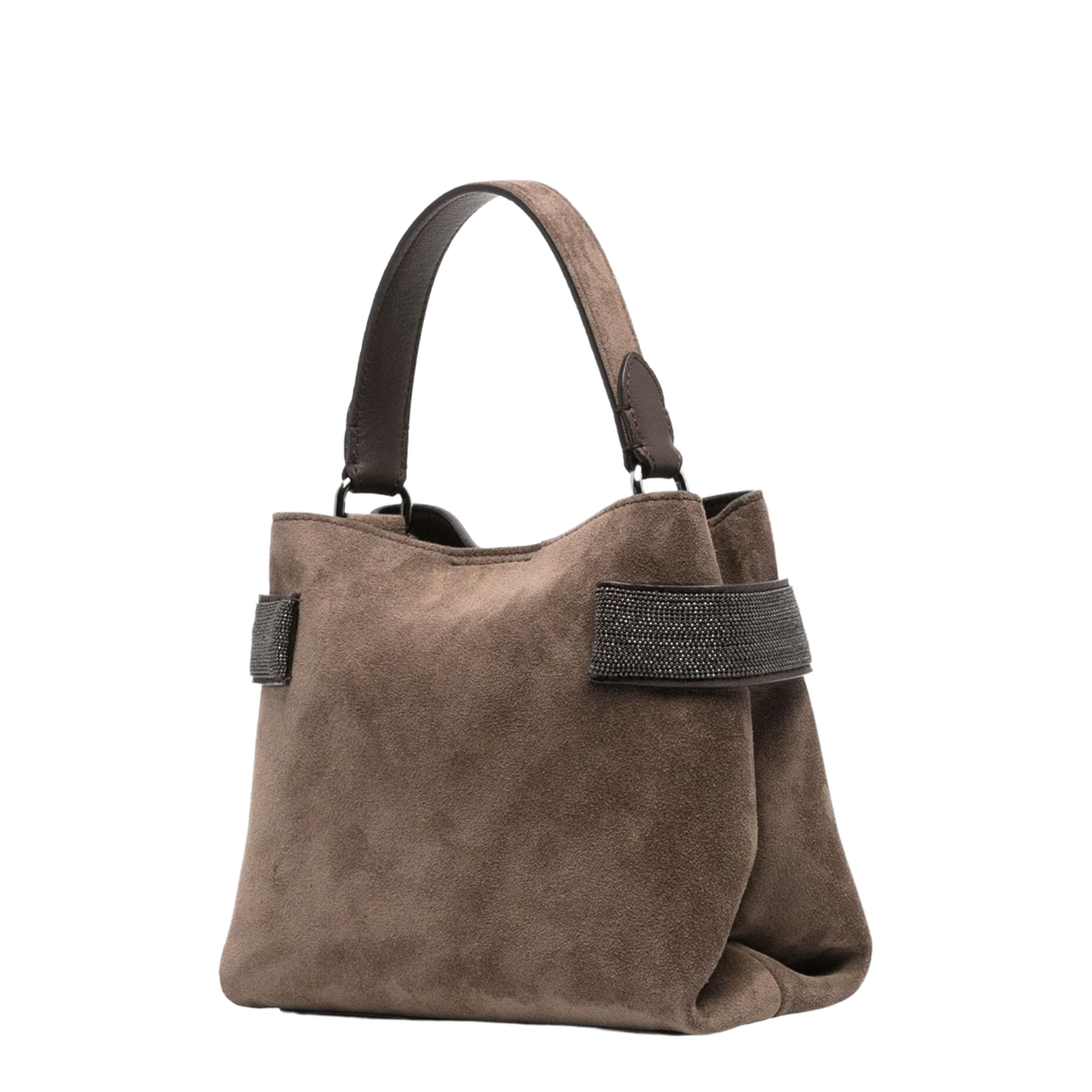 Suede Handbag Dark Brown - Image 2