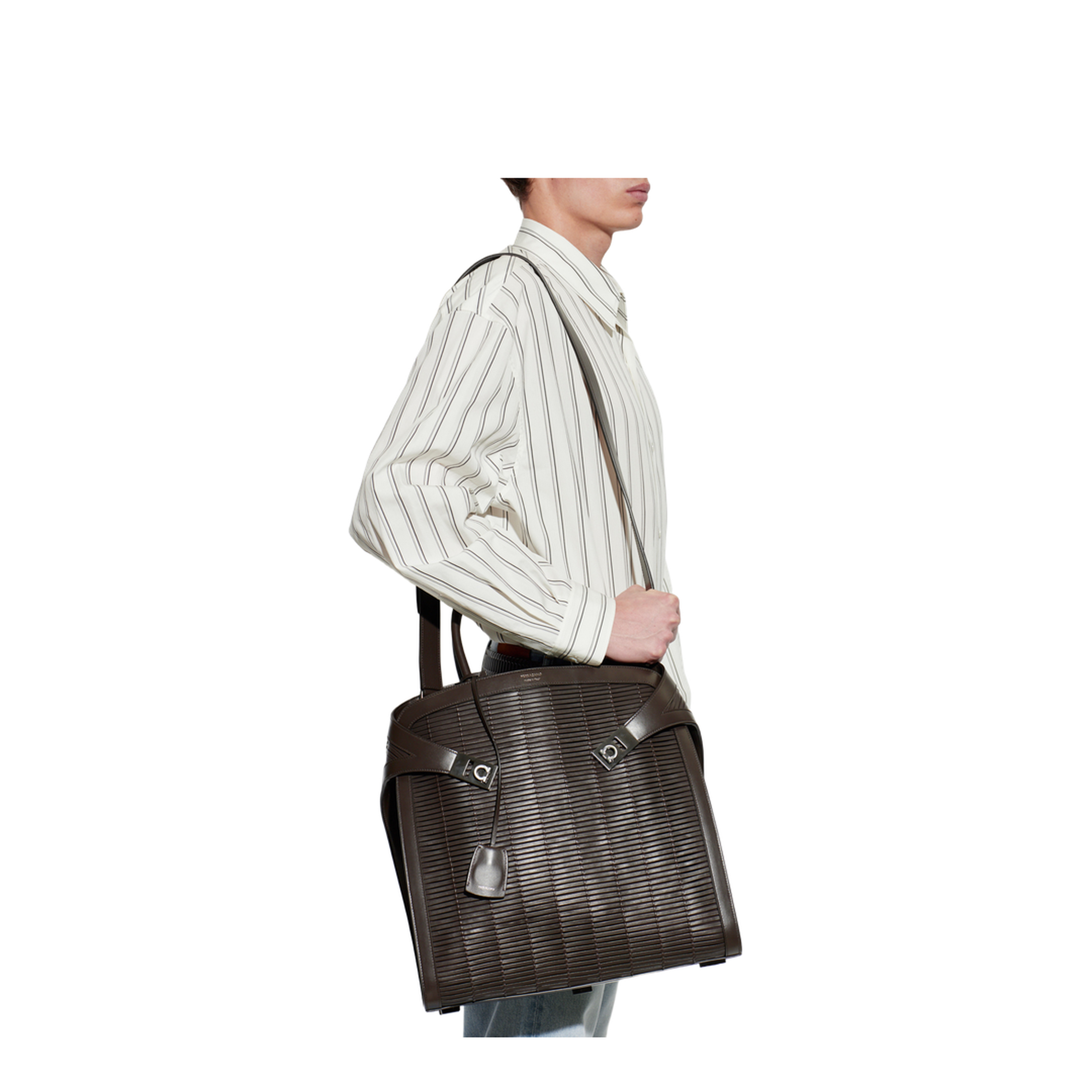Hug Medium Calfskin Tote Bags - Testa Di Moro - Image 5