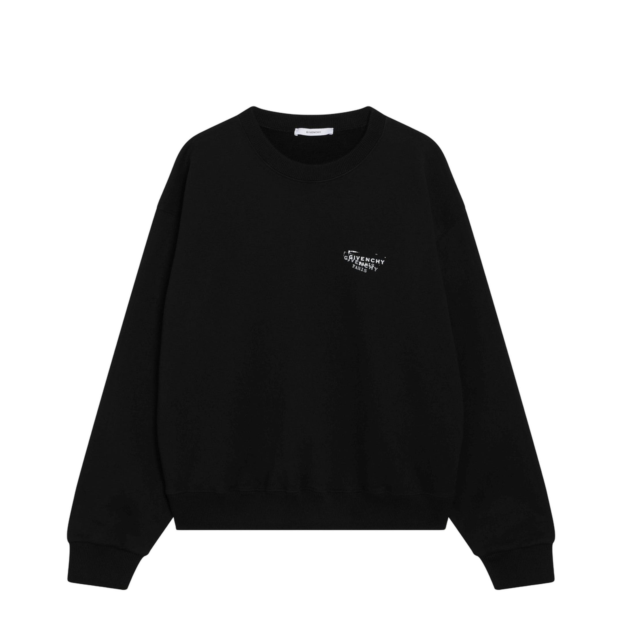 Black Brushed Cotton Sweatshirt with Logo - Image 1