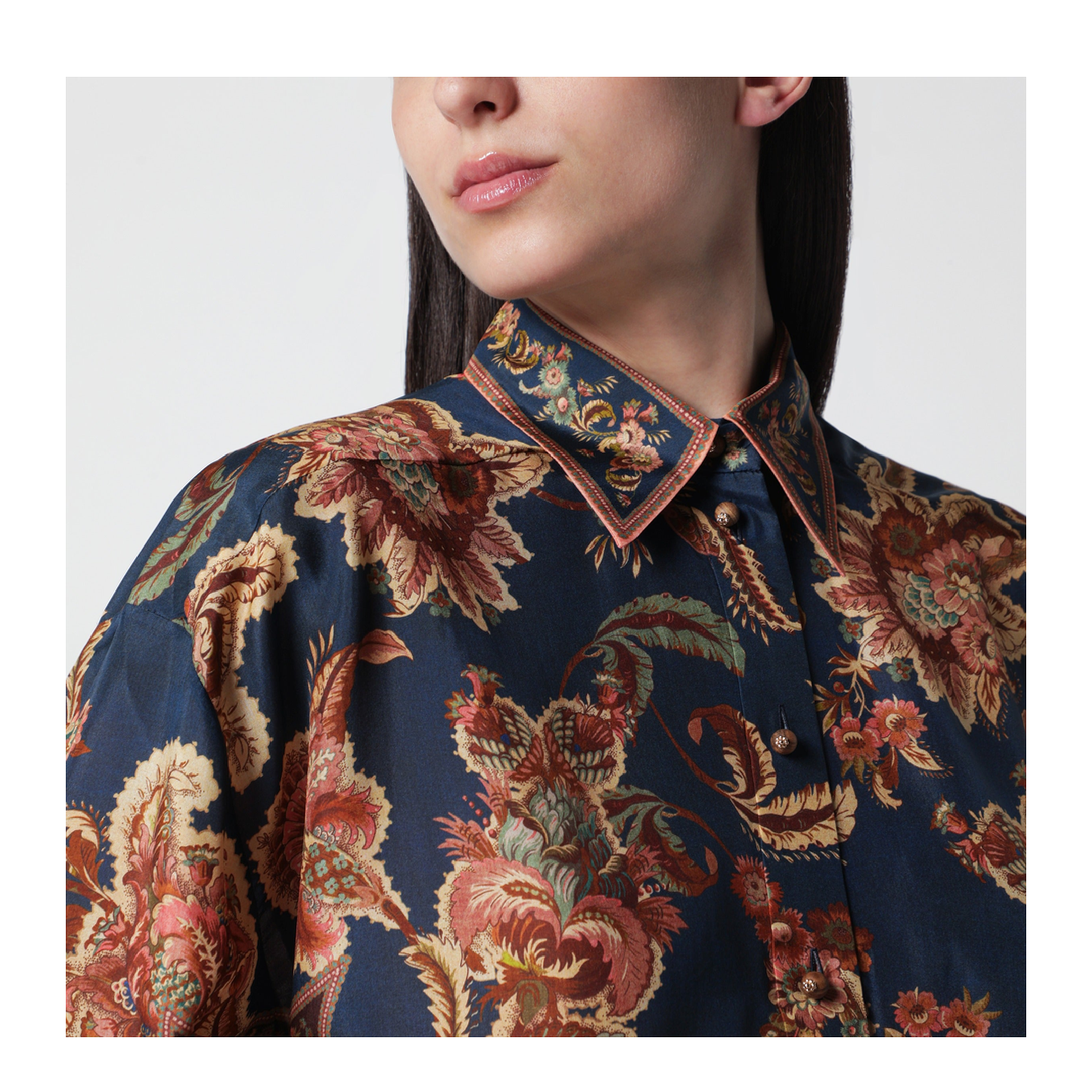 Aster Relaxed Navy Jacobean Shirt - Image 2