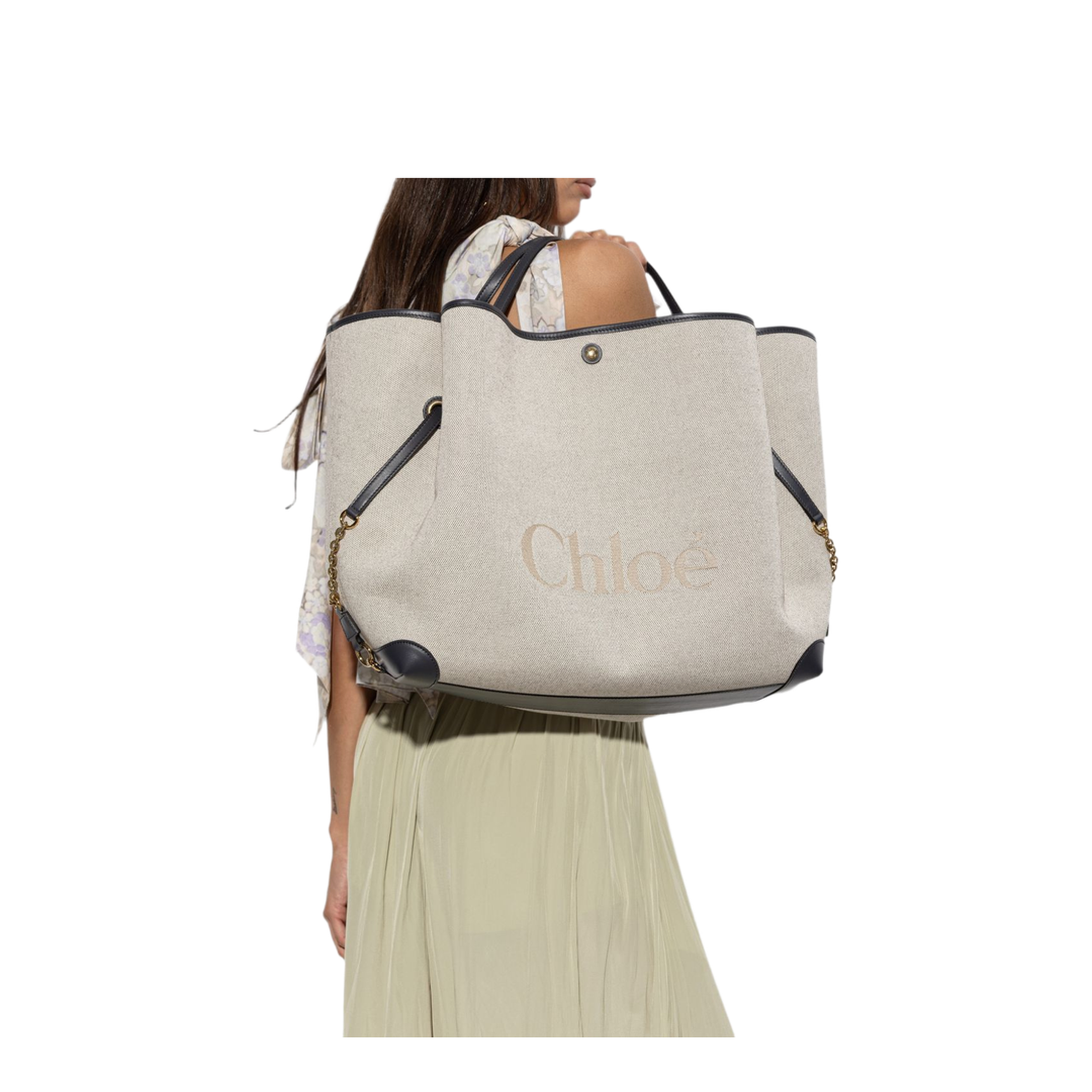 Clover Large Canvas Tote - Beige - Image 4