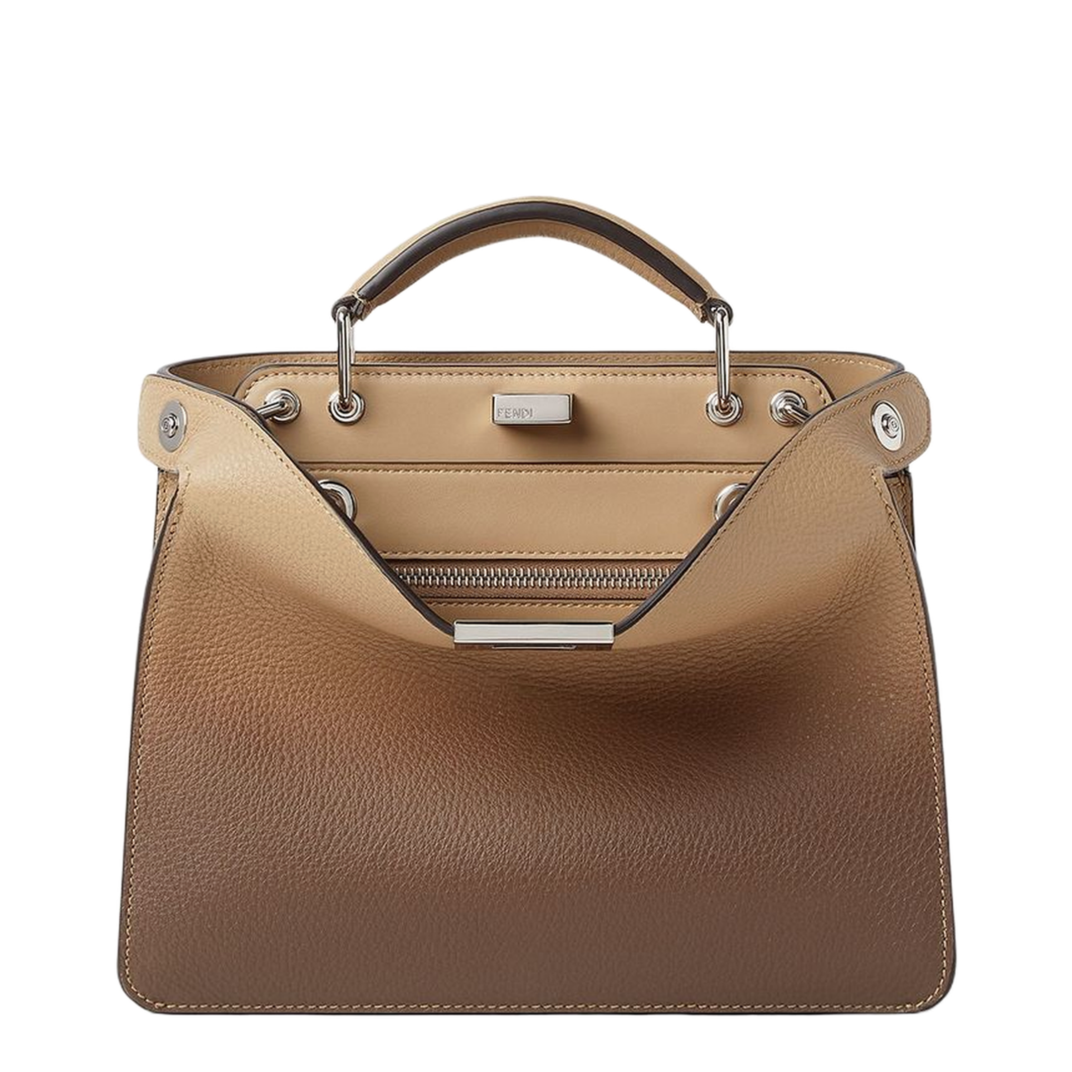 Peekaboo ISeeU Small Leather Shoulder Bags - Beige/Brown Gradient - Image 1