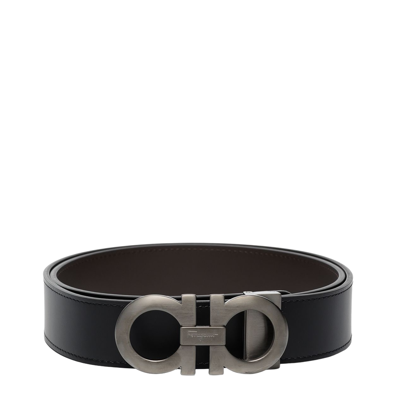 Gancini Reversible Leather Belt - Black - Image 1
