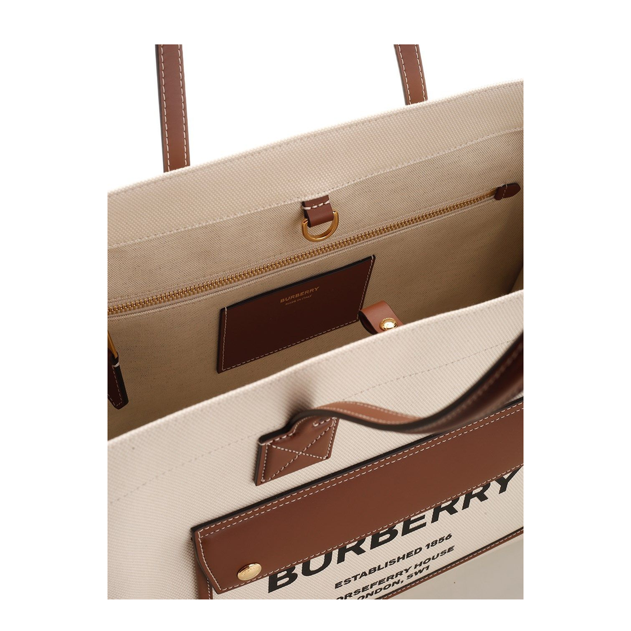 Freya Medium Two-Tone Canvas Tote Bag - Beige - Image 4