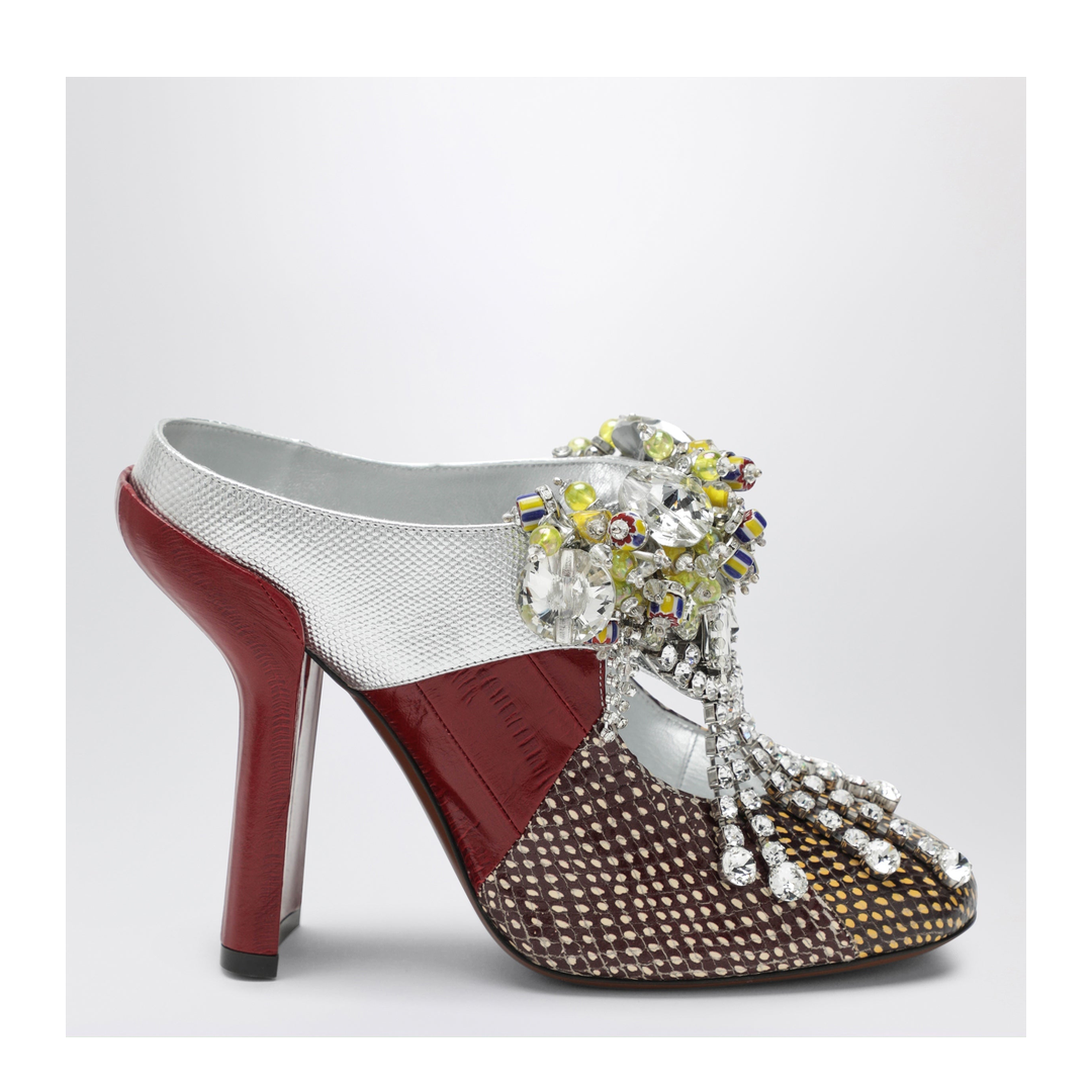 Patchwork Leather Mules With Decoration - Image 1