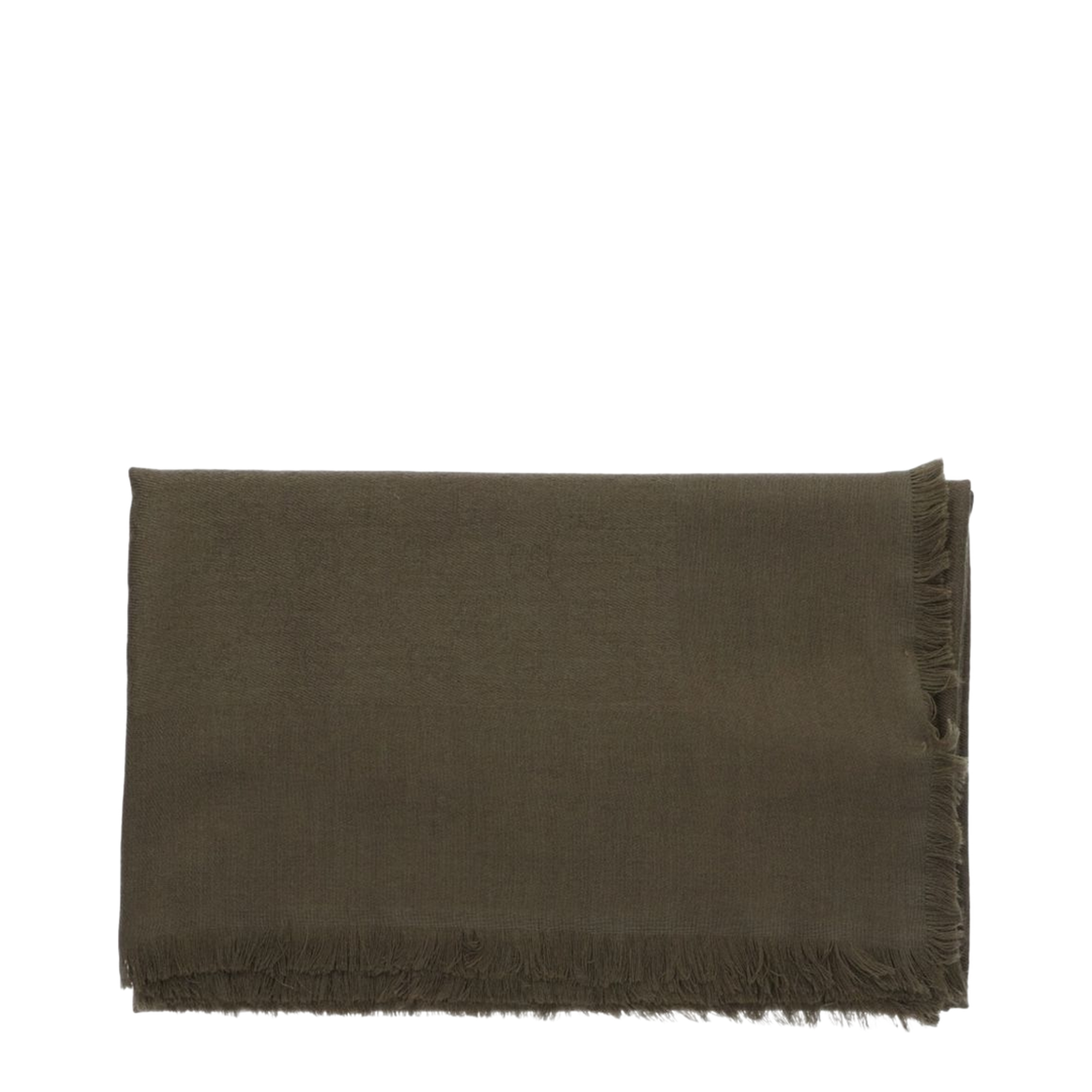 Wool and Silk Jacquard Shawl in Forrest Green - Image 1