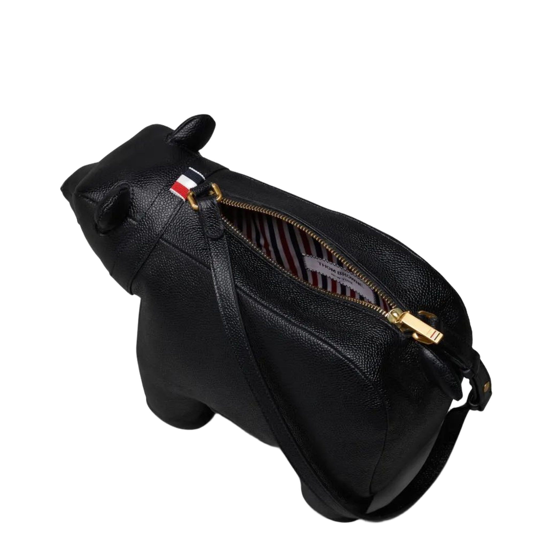 Bear Baguette Medium Calf Full Grain Shoulder Bag - Black - Image 5