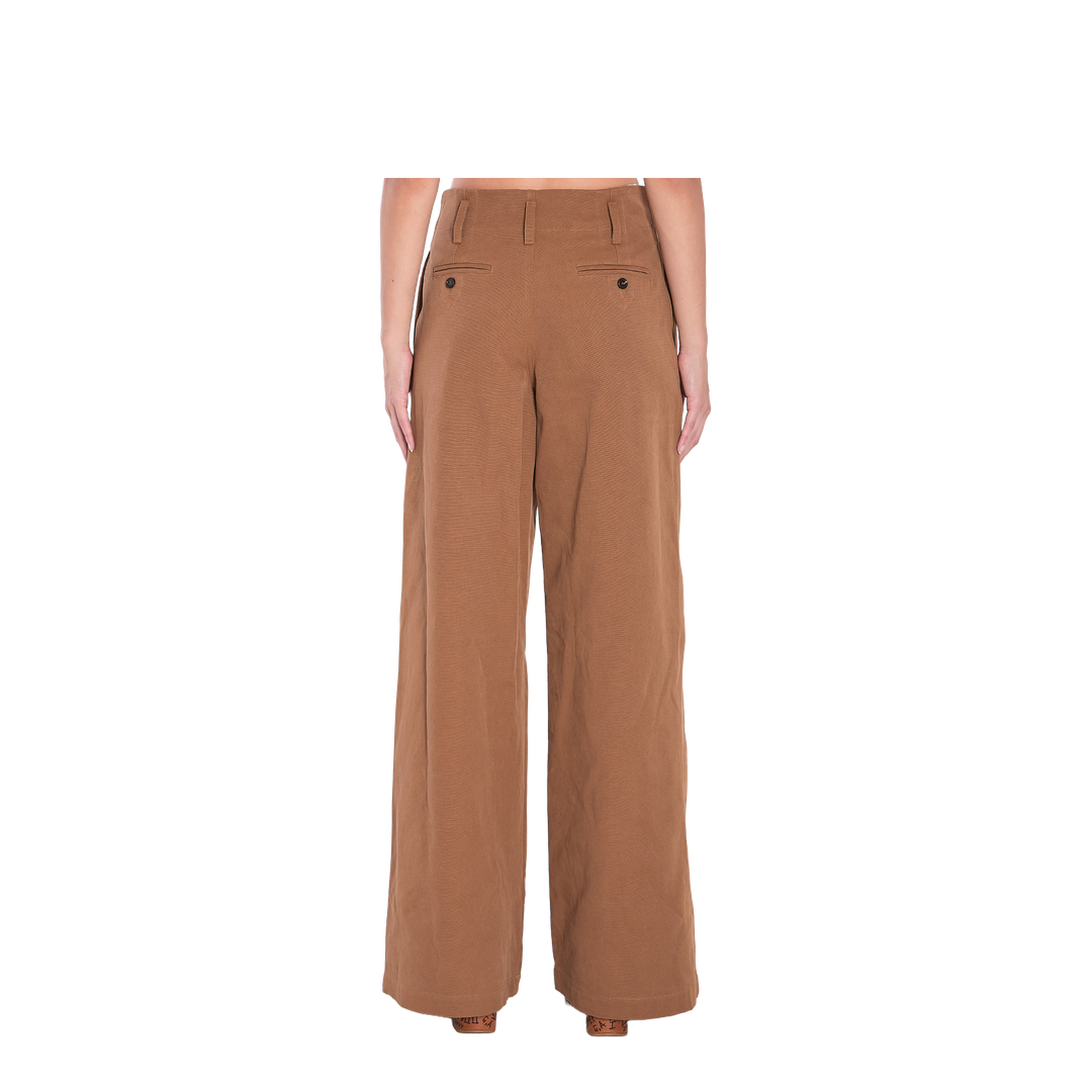 High-rise wide-leg pants in cotton canvas - Image 4