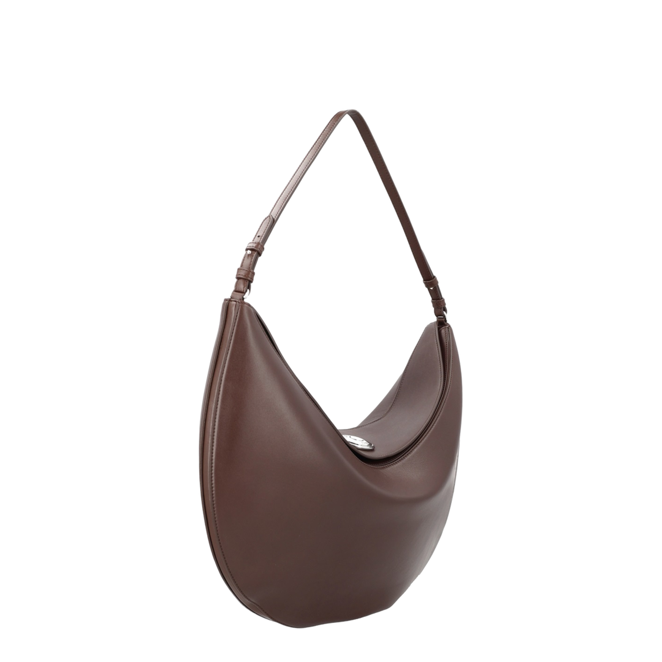 Large Calf Leather Shoulder Bag - Midnight Brown - Image 3