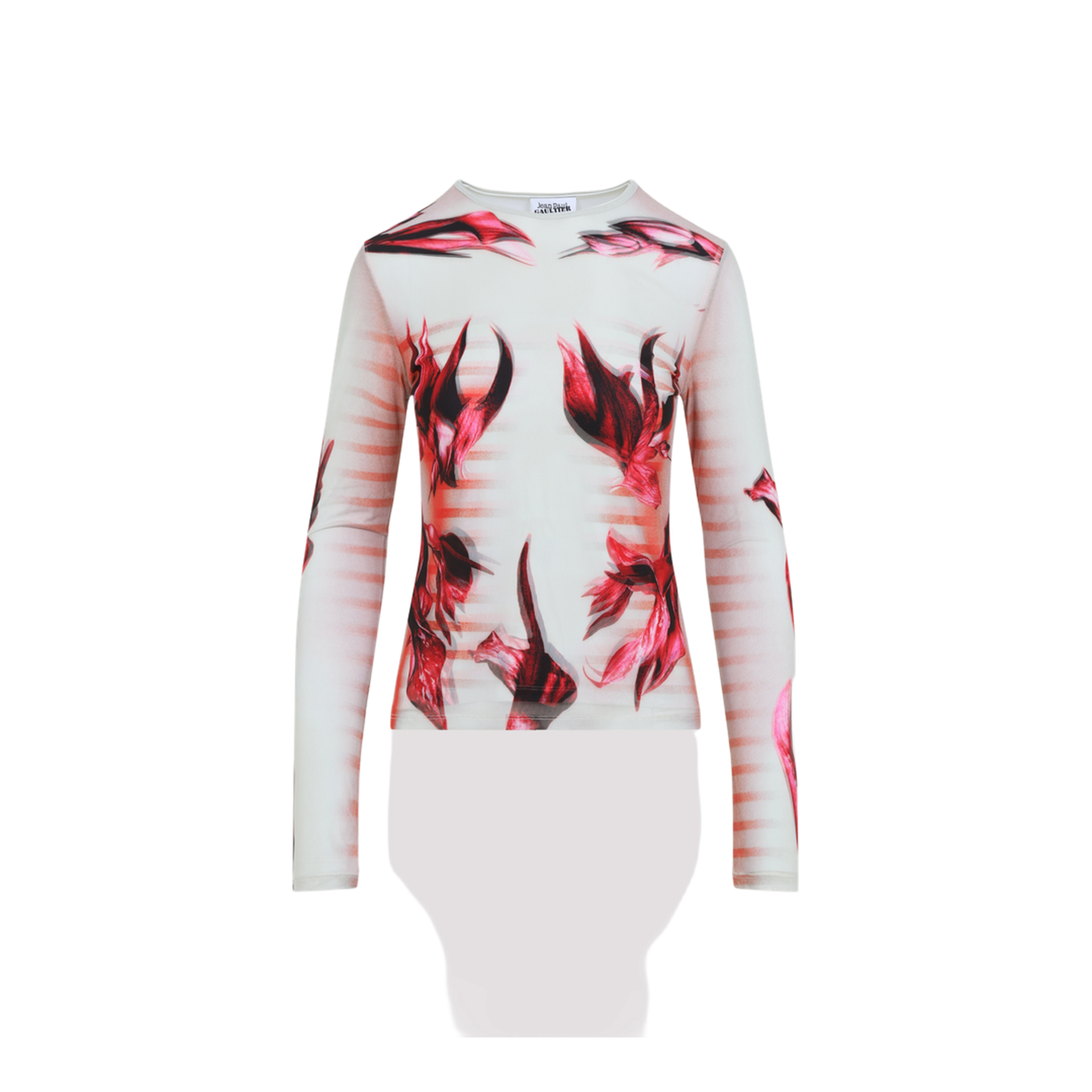 Layered Long Sleeves Top Printed Flower Body Morphing Mariniere - Image 1