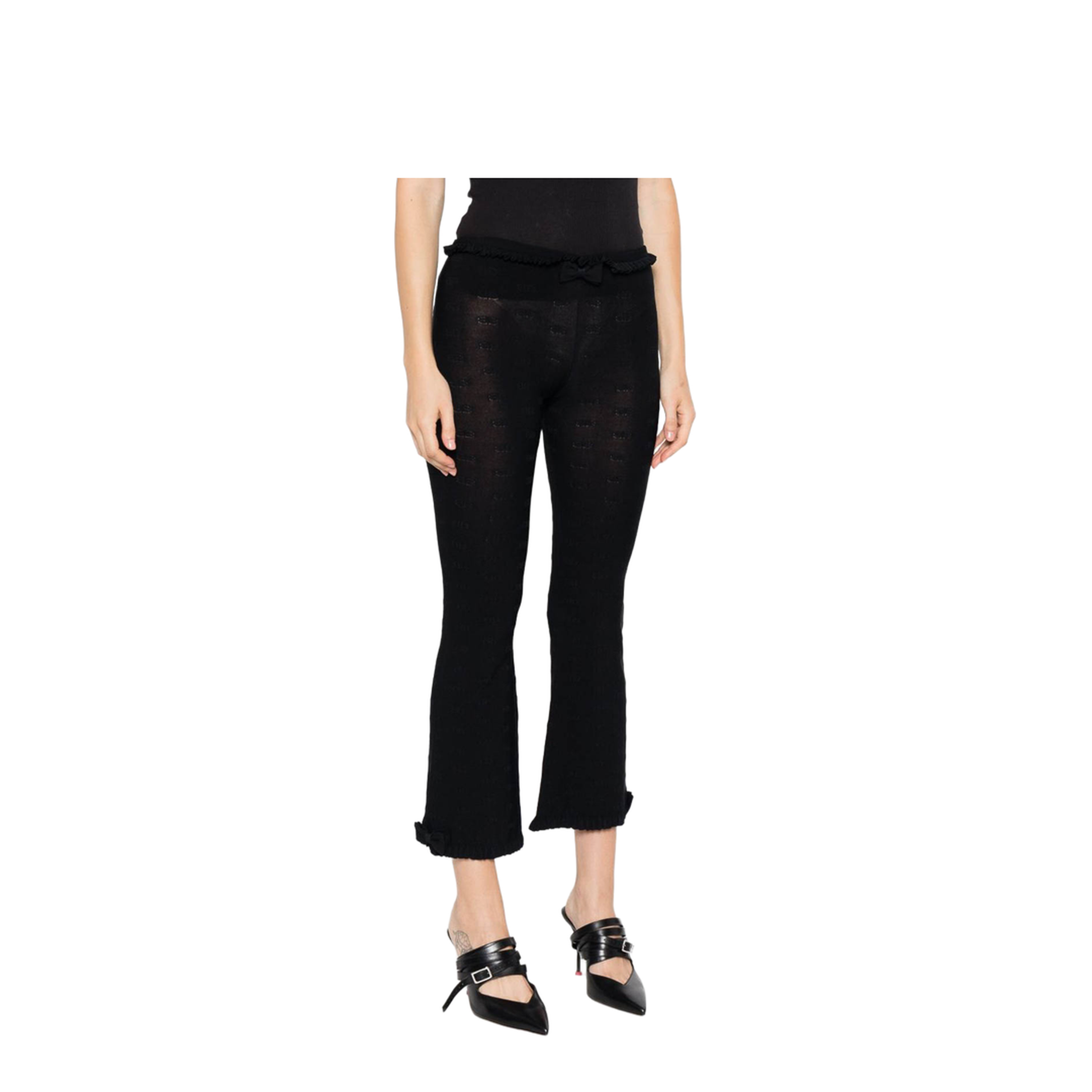 Flared Capri Pants in Black - Image 2