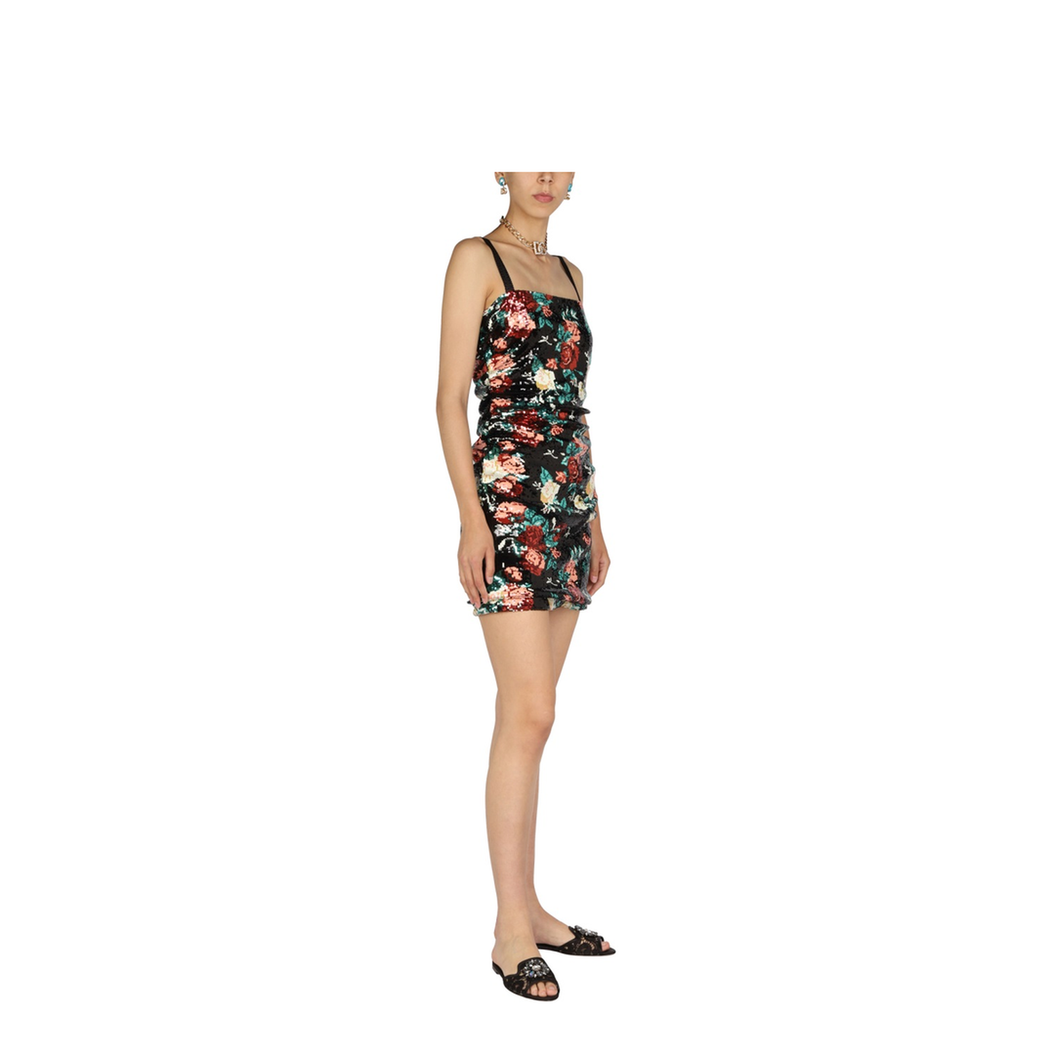 Rose Embroidery Short Dress - Image 2