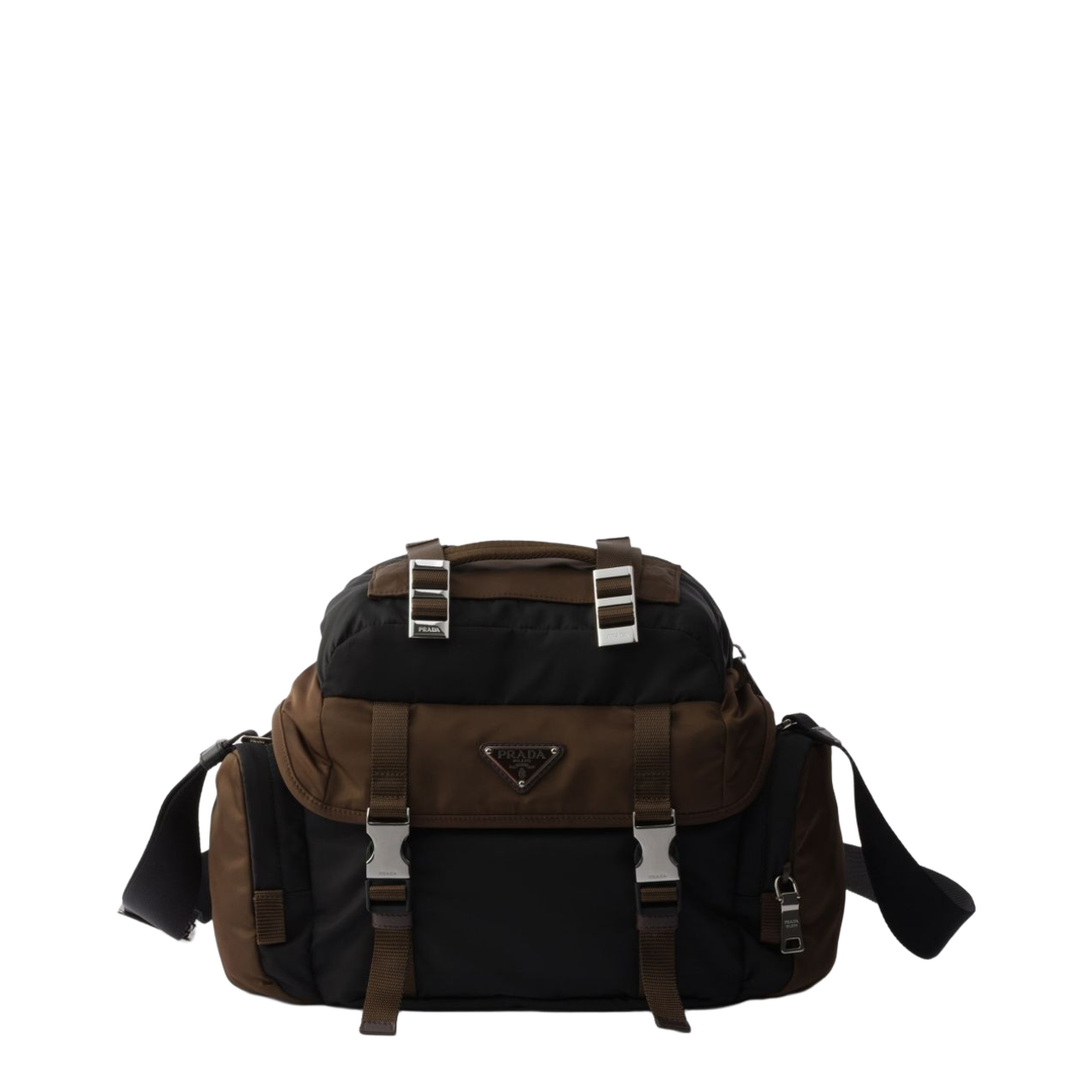 Re-Nylon Nylon & Leather Shoulder Bag - Black/Burnt - Image 1