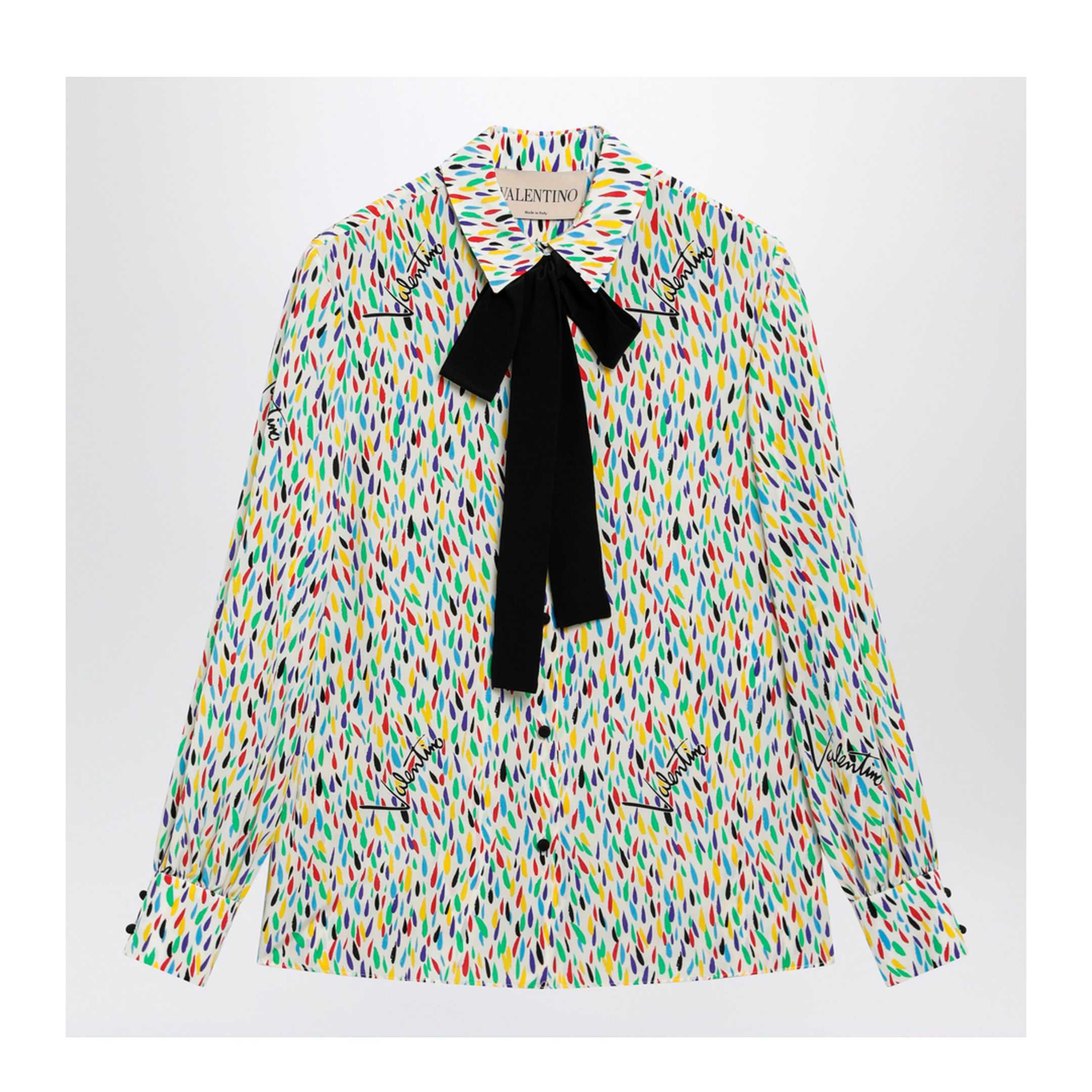 Multicolored Silk Blouse with Lavallière - Image 1