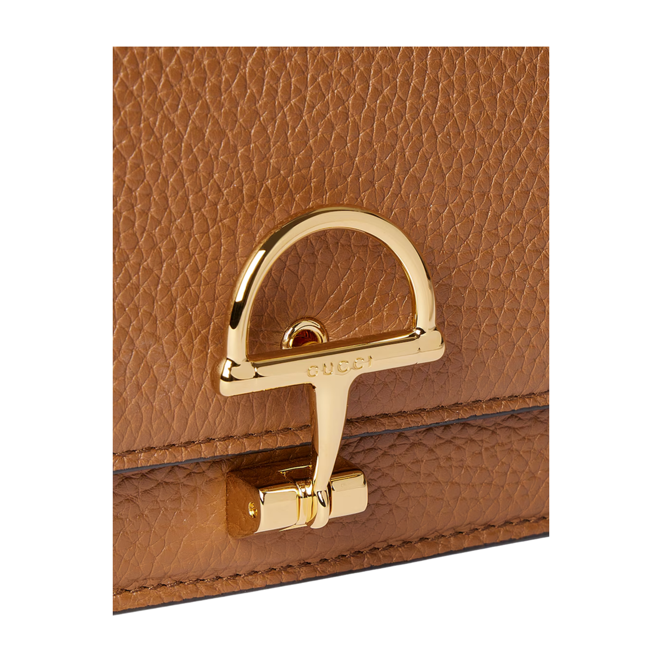 Half Horsebit Soft Grain Leather Wallet On Chain - Brown - Image 4