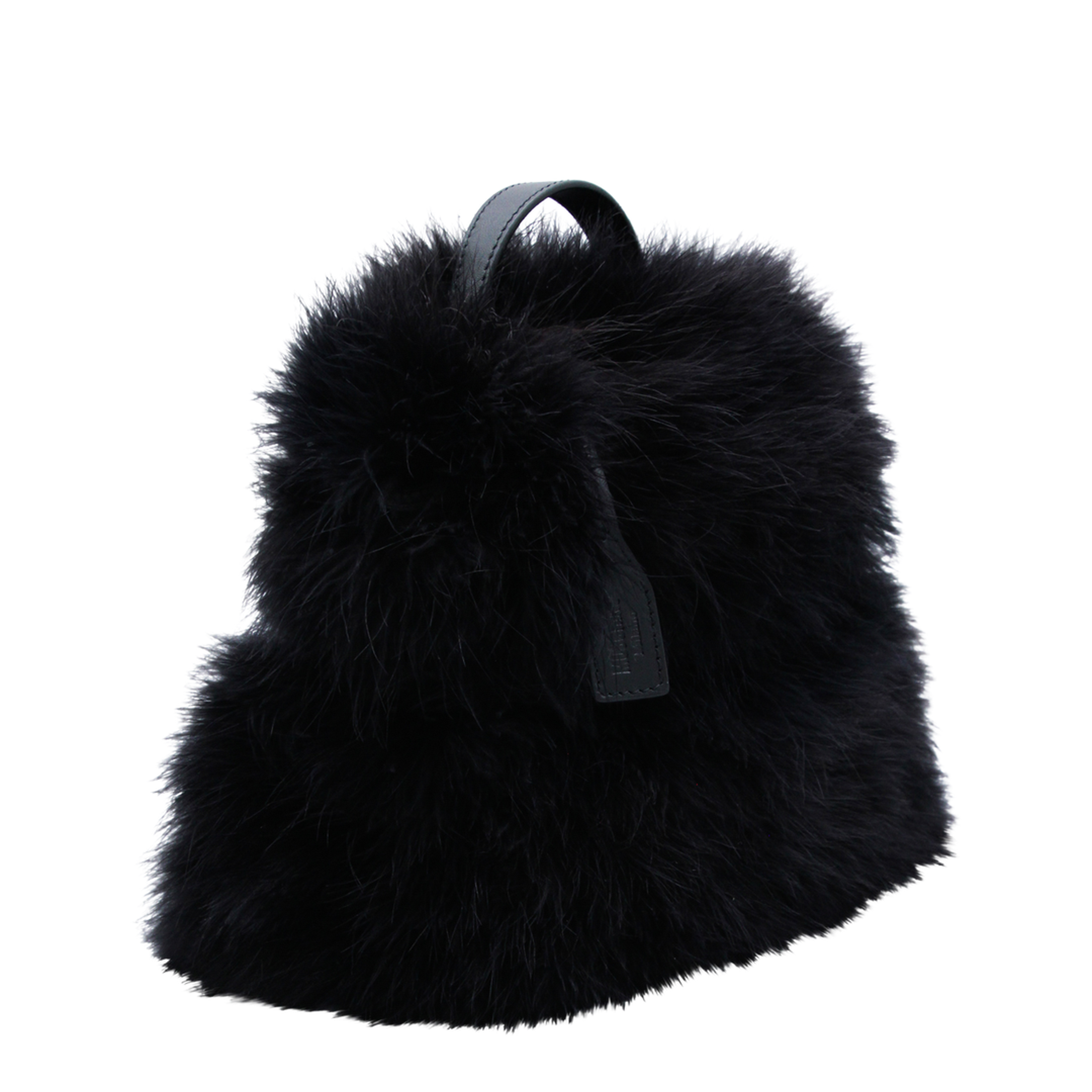 Tie Me Small Feather Trim Satin Hand Bag - Black - Image 4