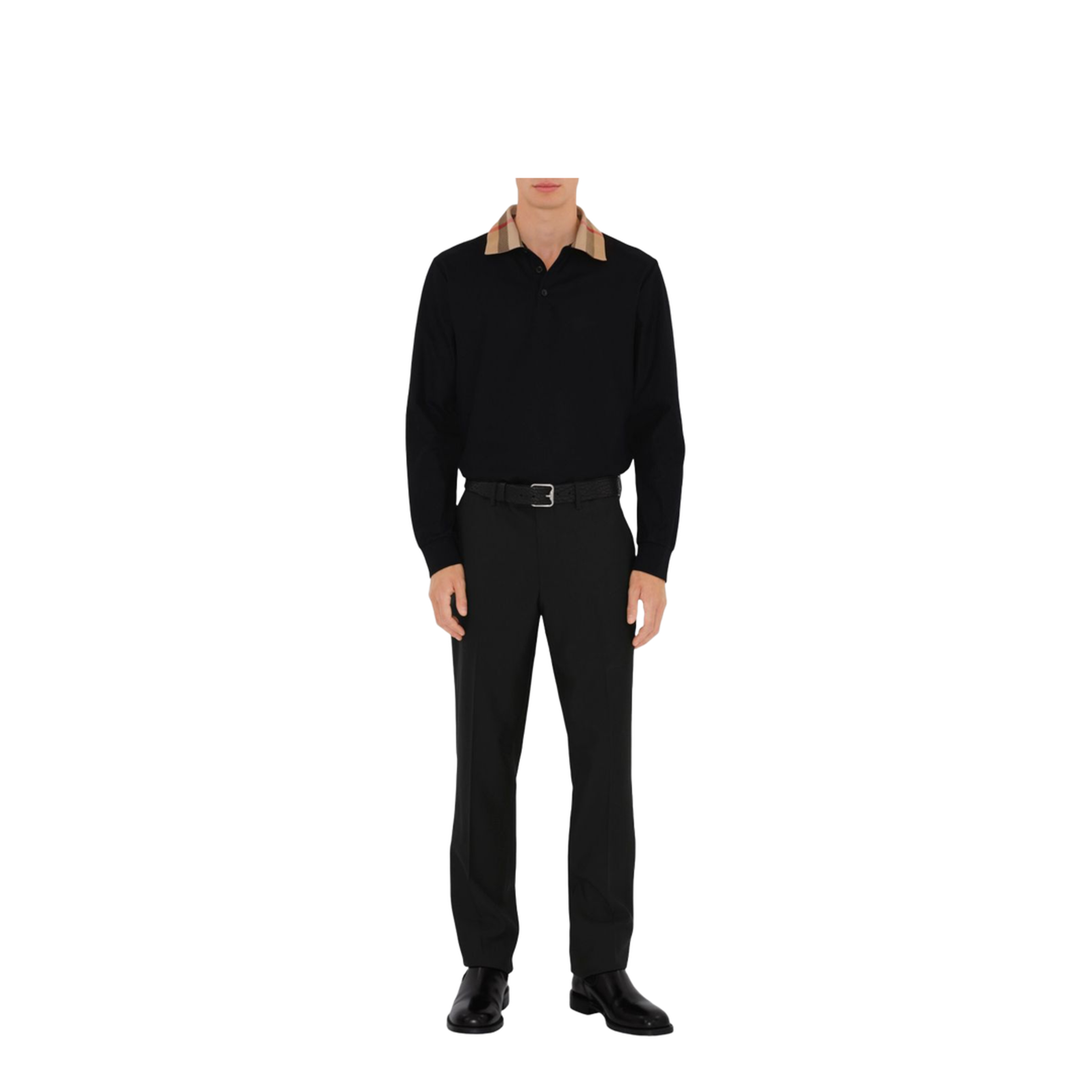 Beige Polo Shirt With Long Sleeves - Image 2