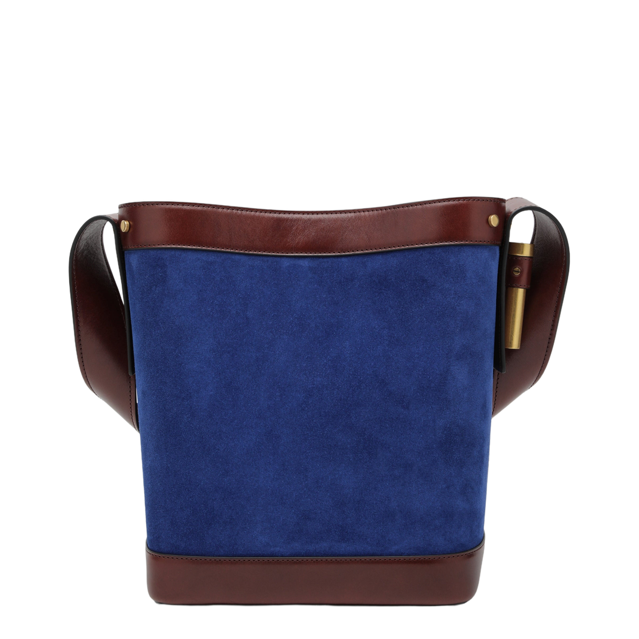 Pivot Small Suede Bucket Bag - Blue/Brown - Image 2