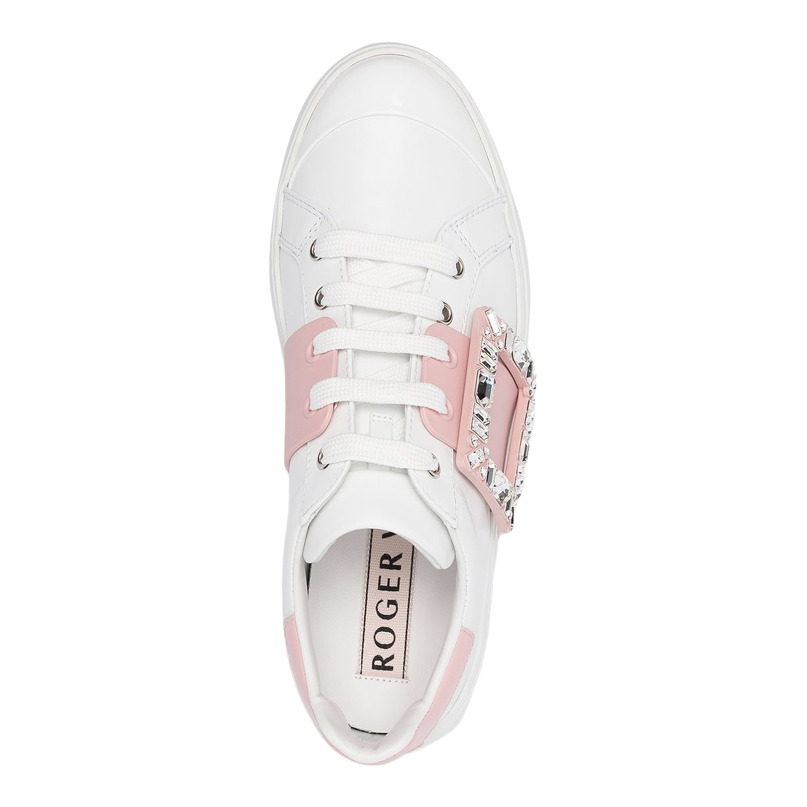 Two-Tone Design Crystal Buckle Detail Almond Toe Front Lace-Up Footwear - Image 2