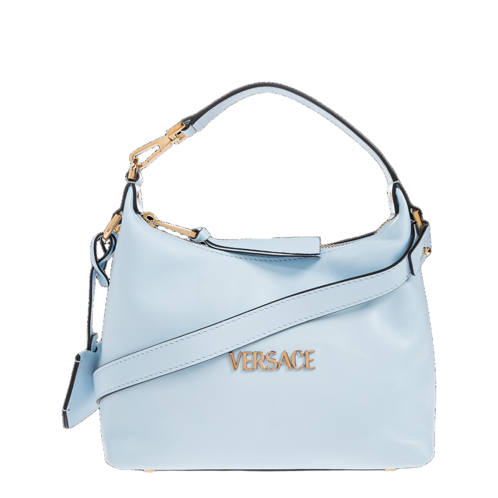 Versace Tag Nappa Hobo Bag - Light Blue - Image 1