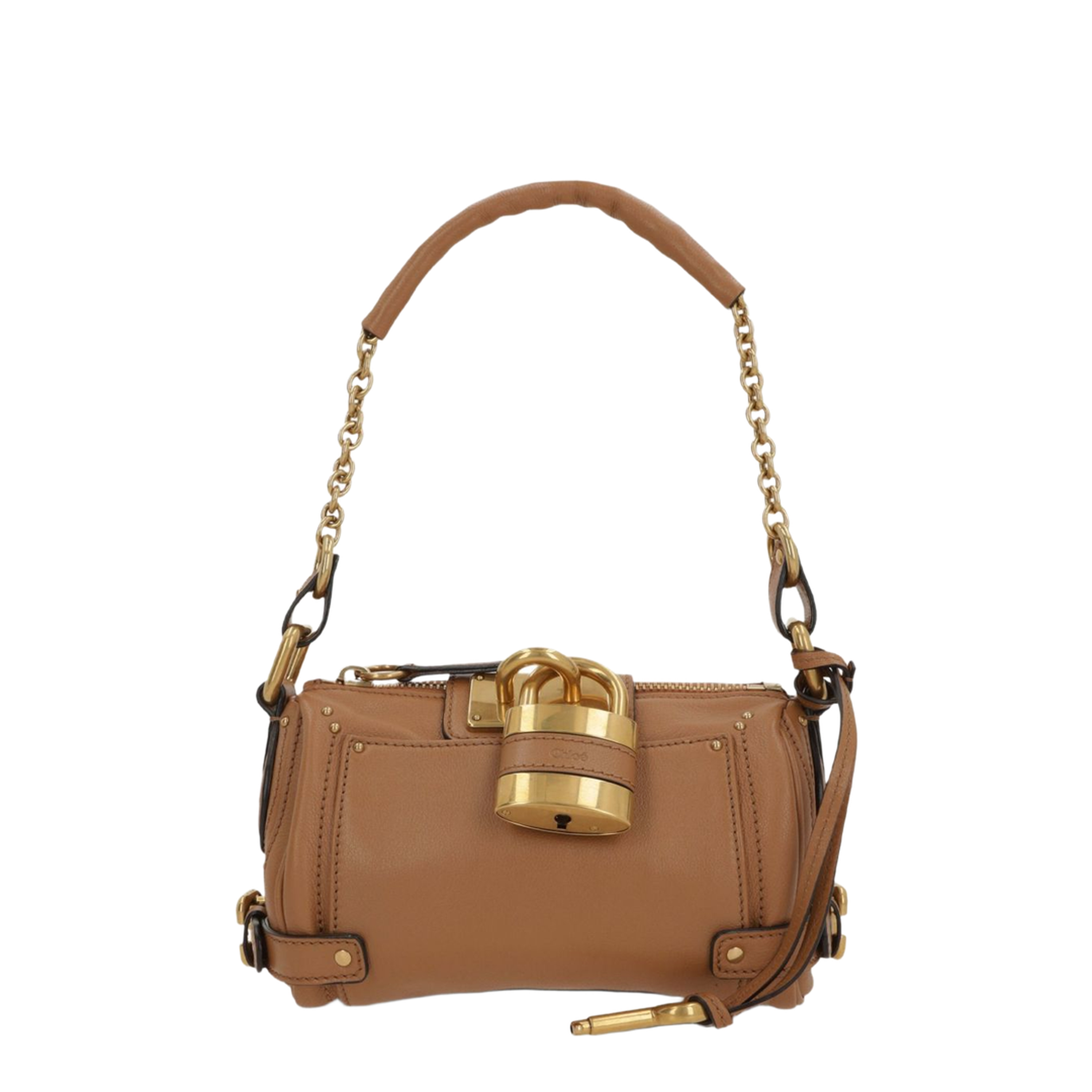 Paddington Small Grained Buffalo Leather Chain Bag - Mustang Brown - Image 1