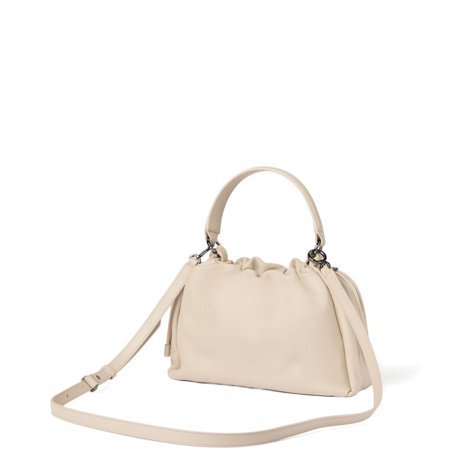 Small Soft Leather Mellow Bucket Bag in Ivory - Image 2