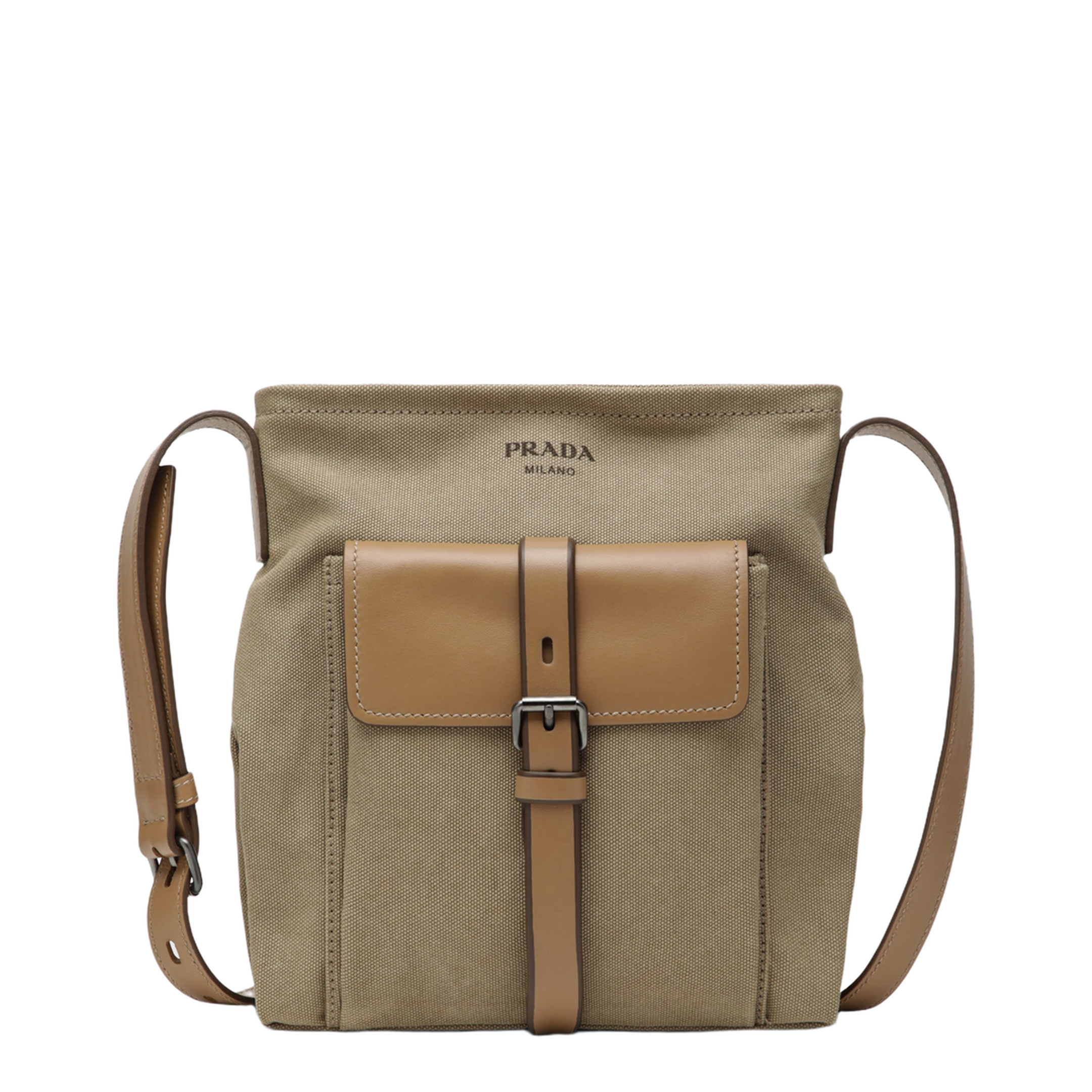 Route Crossbody Bag In Canvas And Khaki Leather - Image 1
