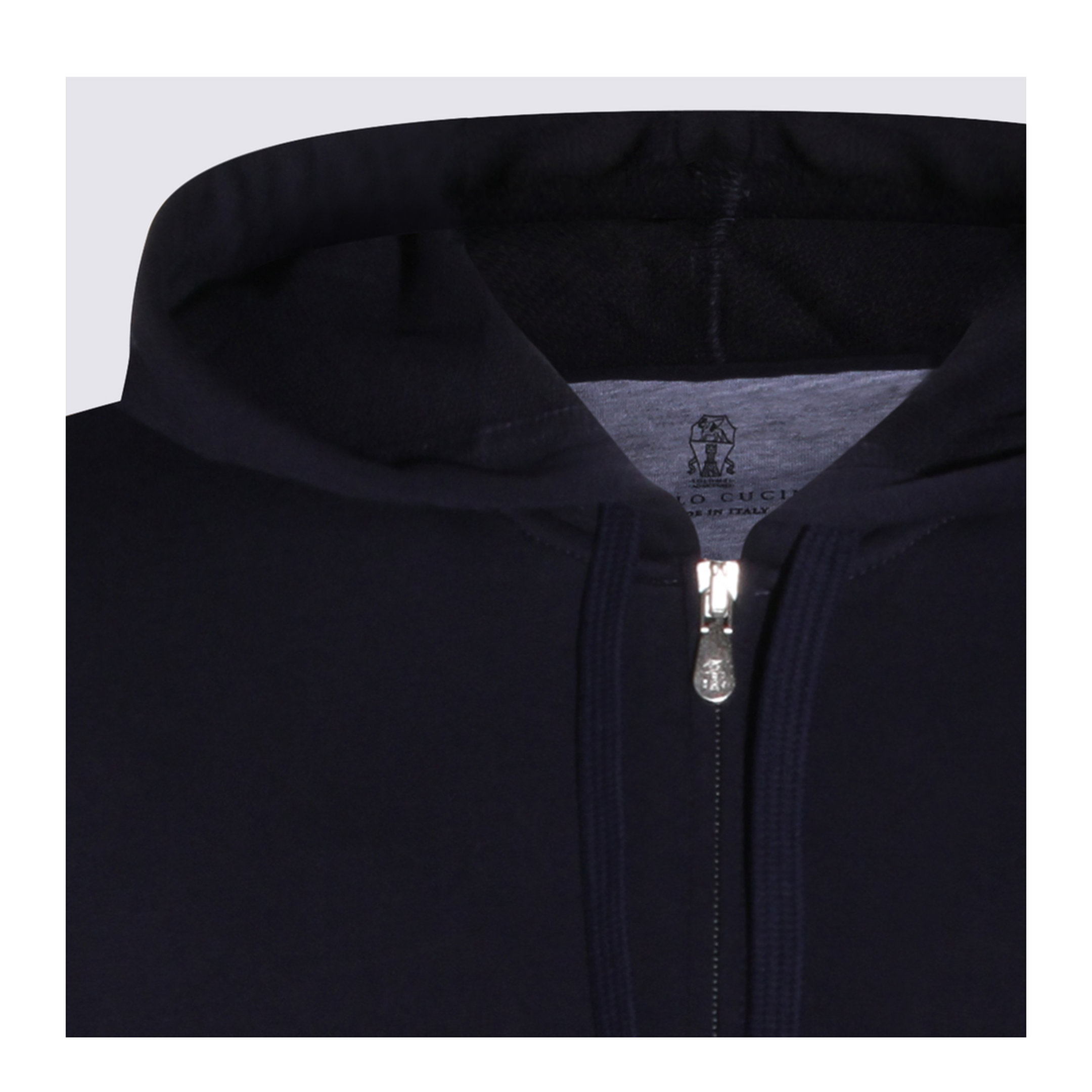 Zipped Cotton Fleece Sweater Blue - Image 6