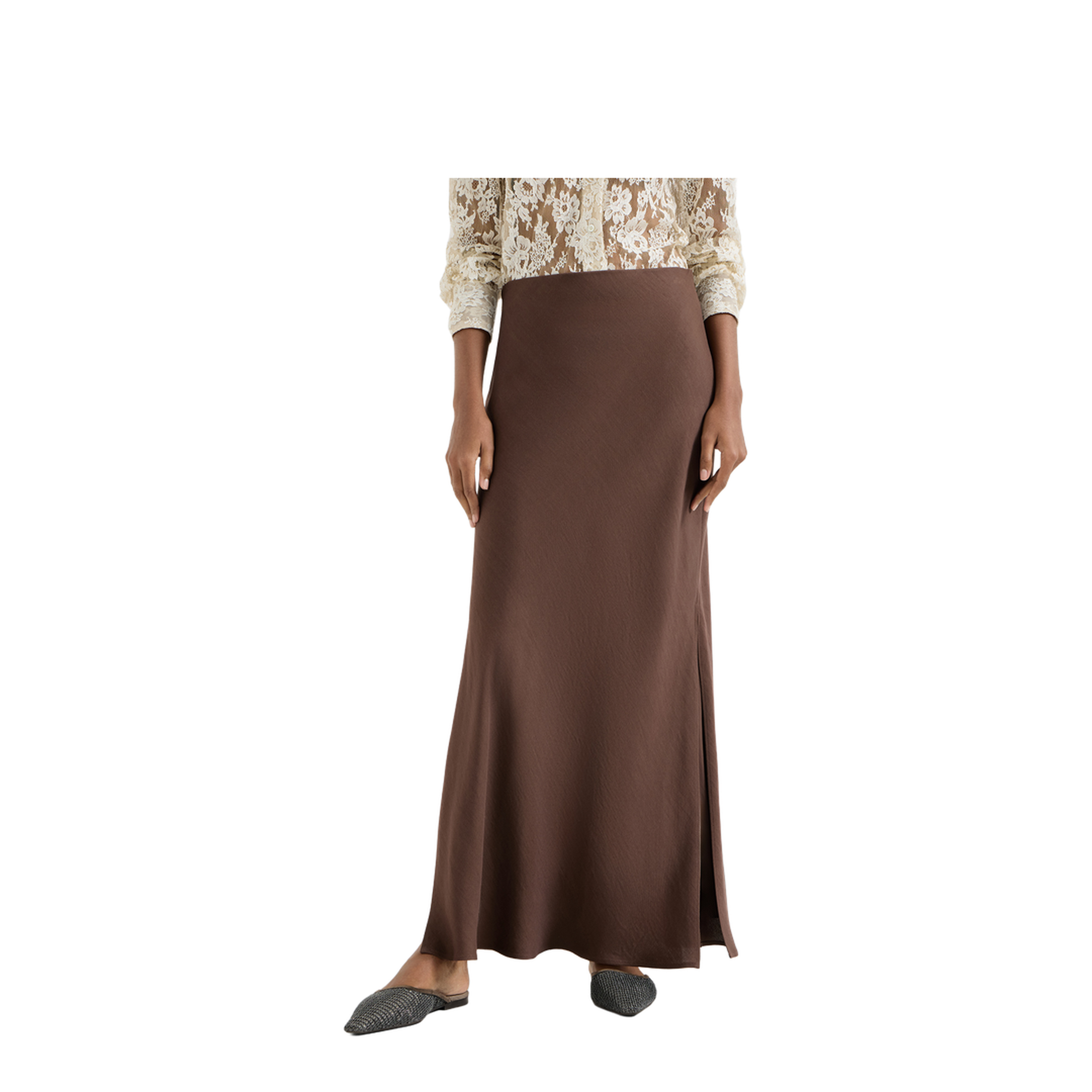 Brown Viscose Blend Skirt - Image 2