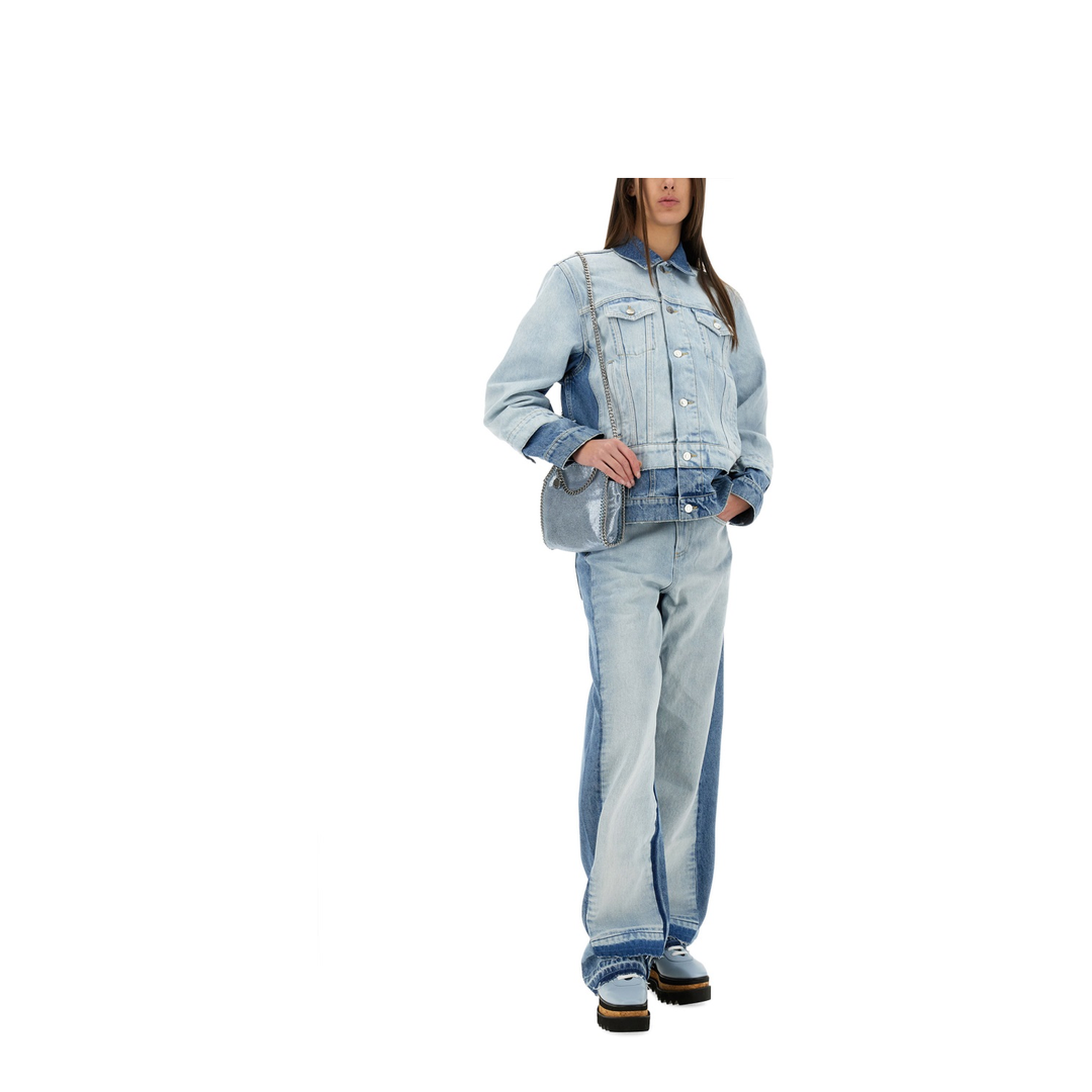 Denim Jacket with Contrasting Panel - Image 2