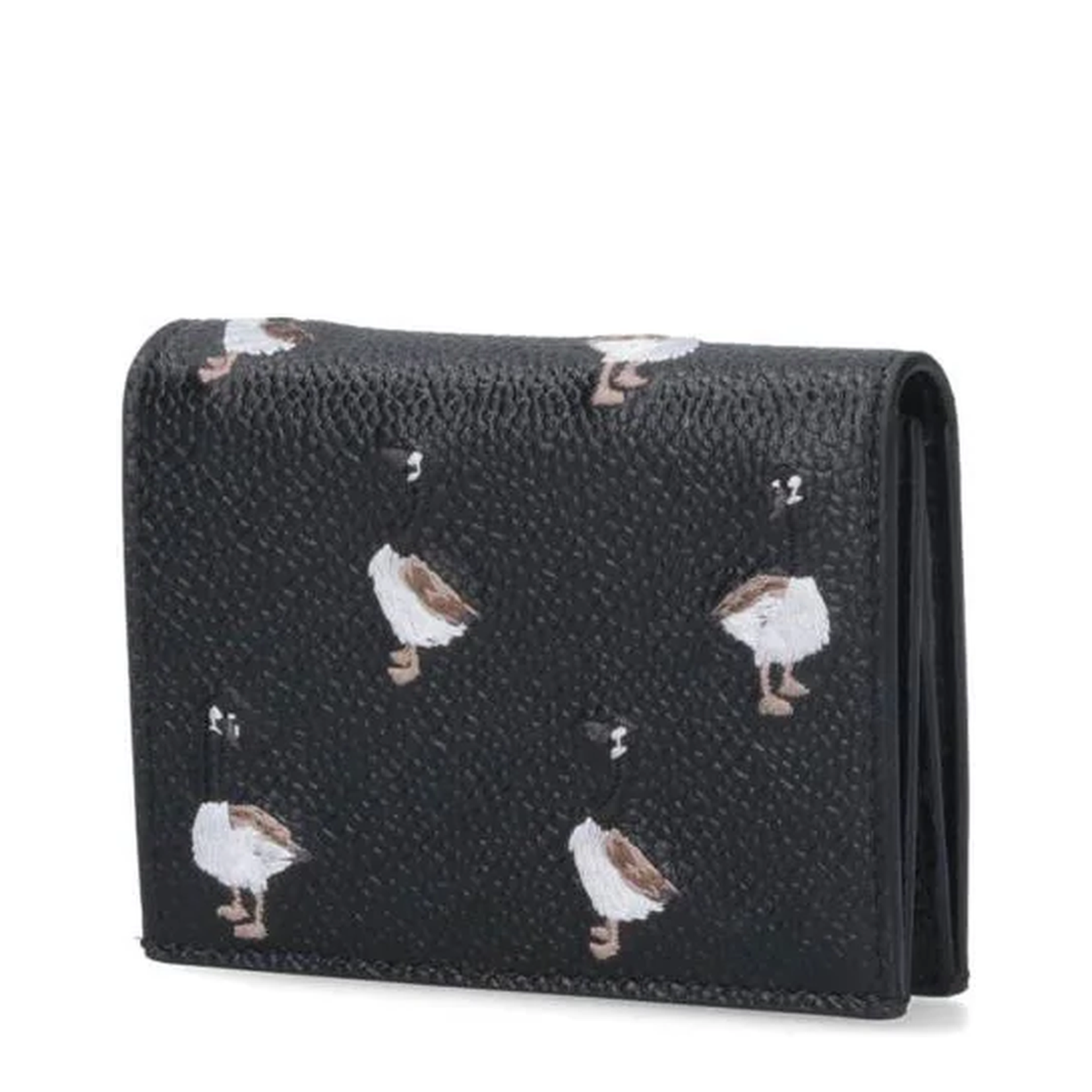 Goose Embroidered Pebbled Calf Leather Bifold Wallet - Black - Image 2