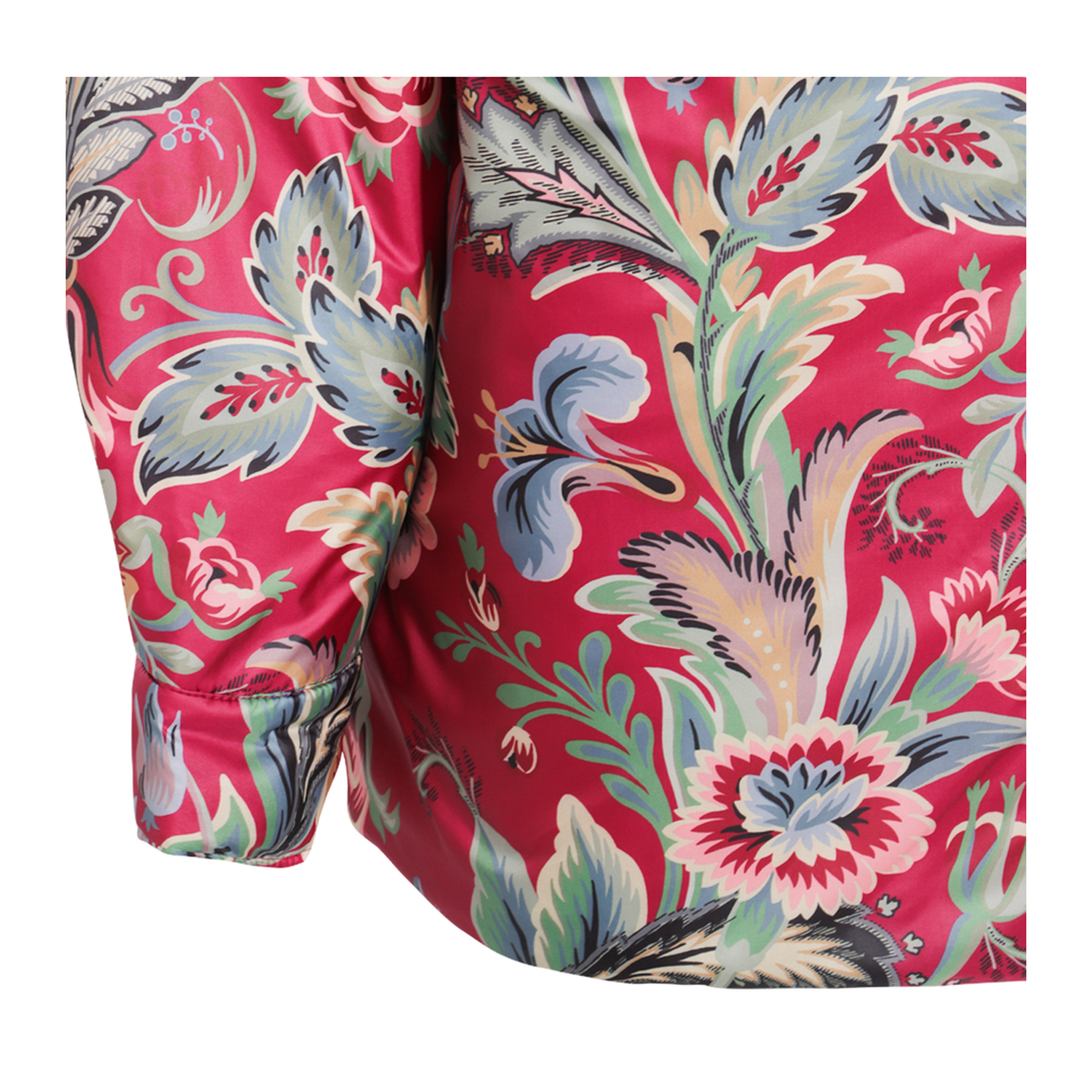Floral Print Shirt Coat Red - Image 5